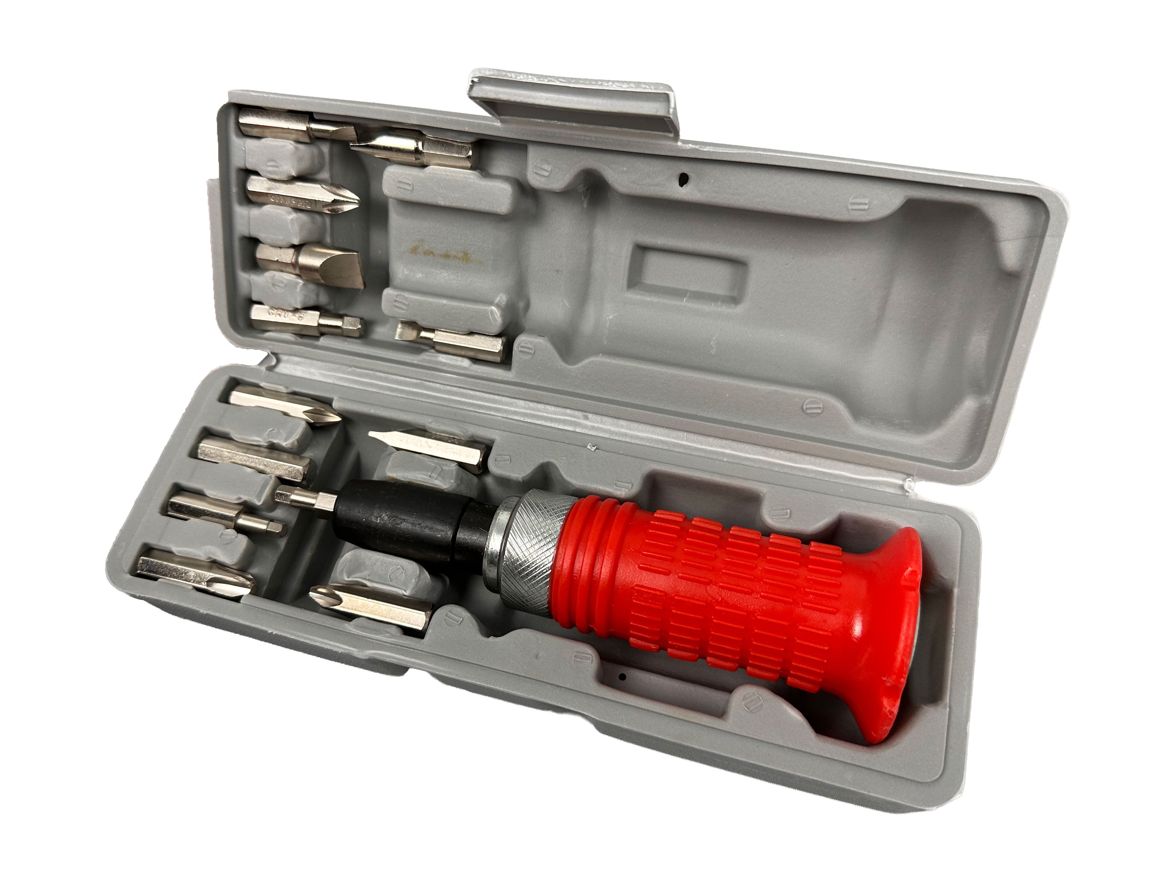 Set di cacciavite professionale a percussione-avvitatore ad impulsi con 14 inserti-punte, cacciavite ad impulsi kit giravite a percussione impugnatura a mano impugnatura per impieghi gravosi, attacco 1/2" Gebo Tools