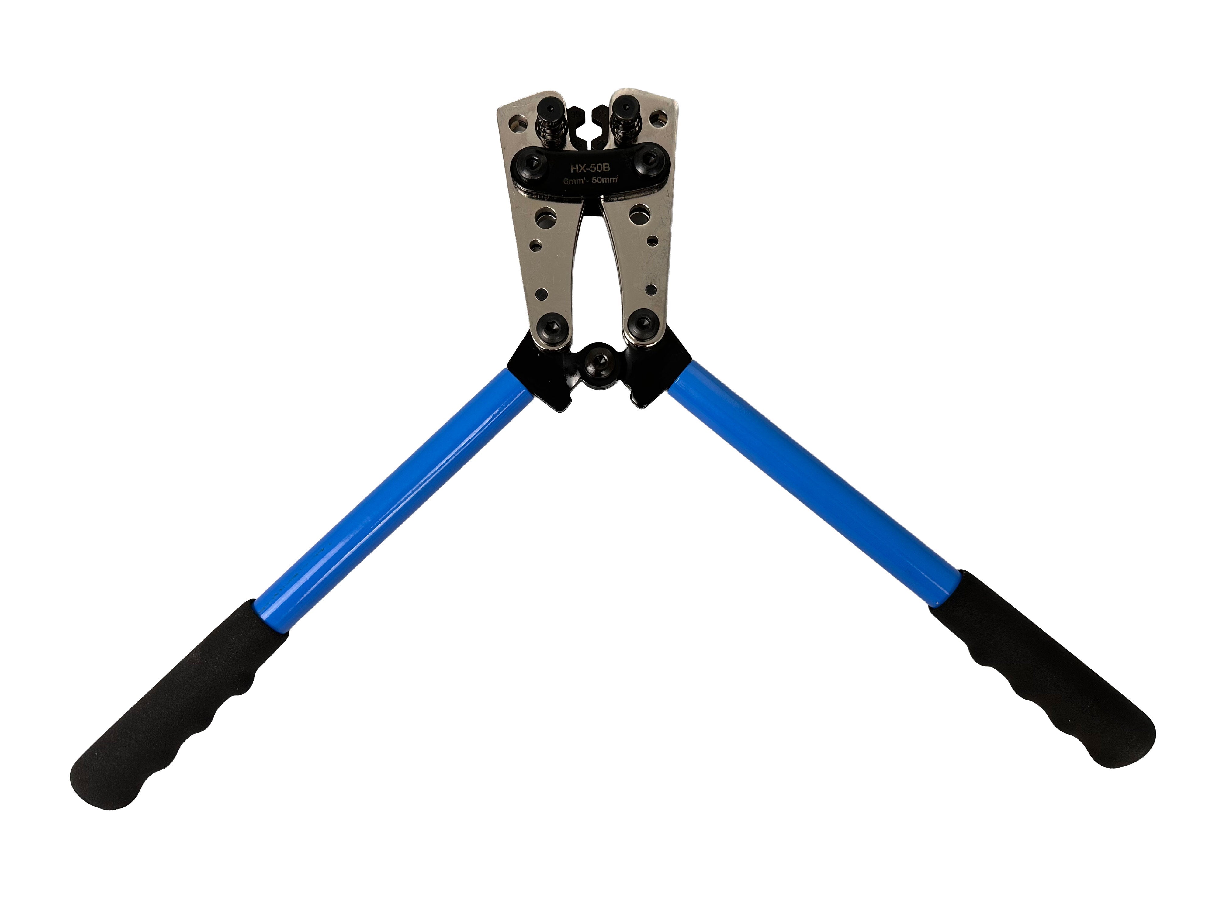 Pinza per crimpatura e spelatura cavi elettrici per capicorda grandi 6,0–50 mm²