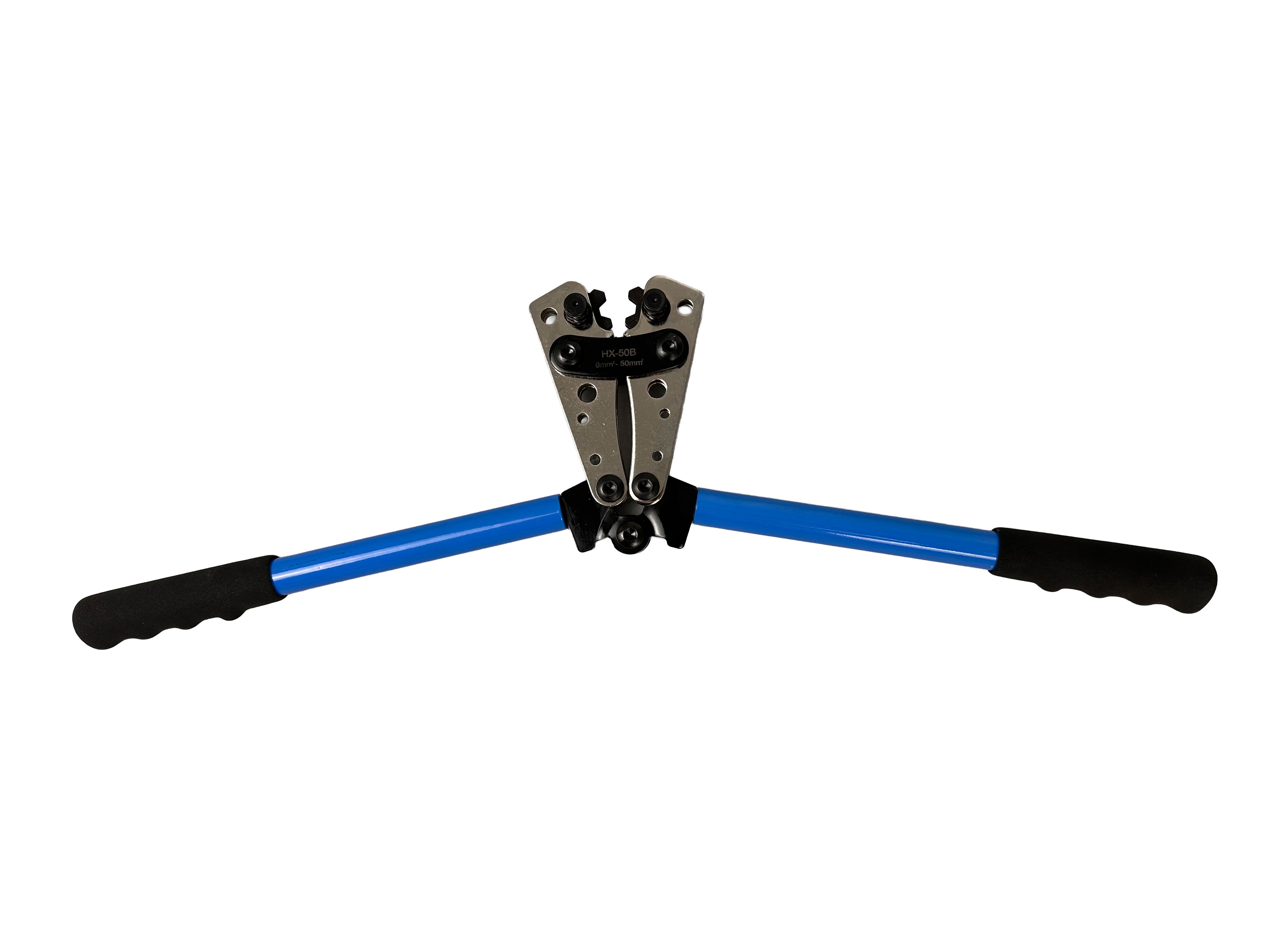 Pinza per crimpatura e spelatura cavi elettrici per capicorda grandi 6,0–50 mm²