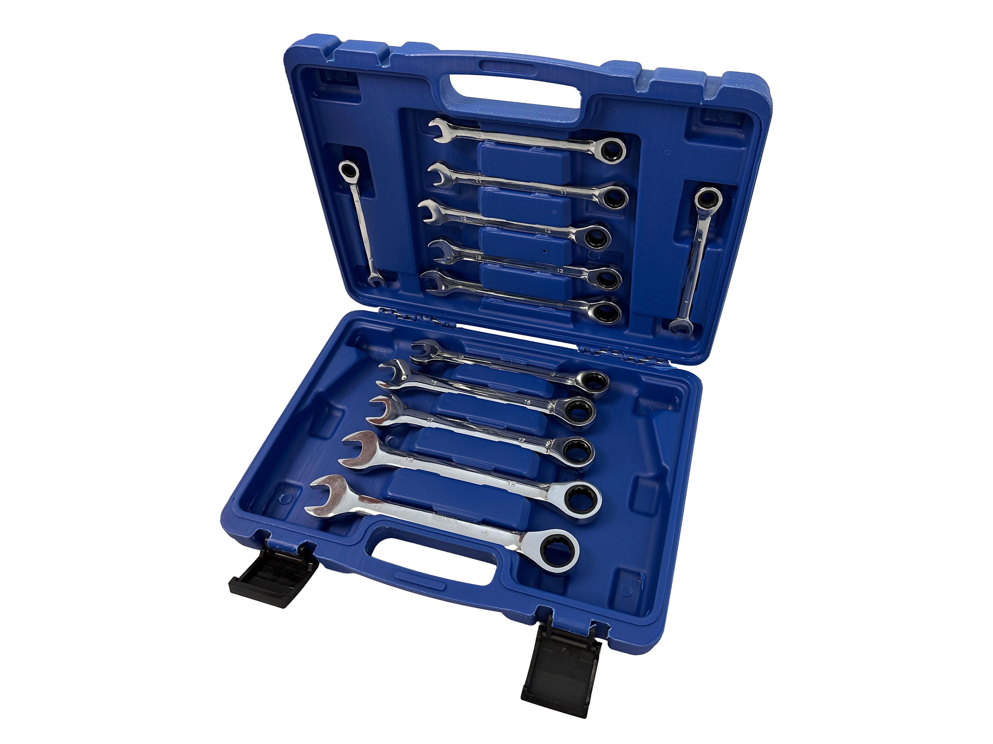 Set di chiavi a cricchetto combinate, con anello da 8–19 mm, 12 pezzi, Gebo Tools