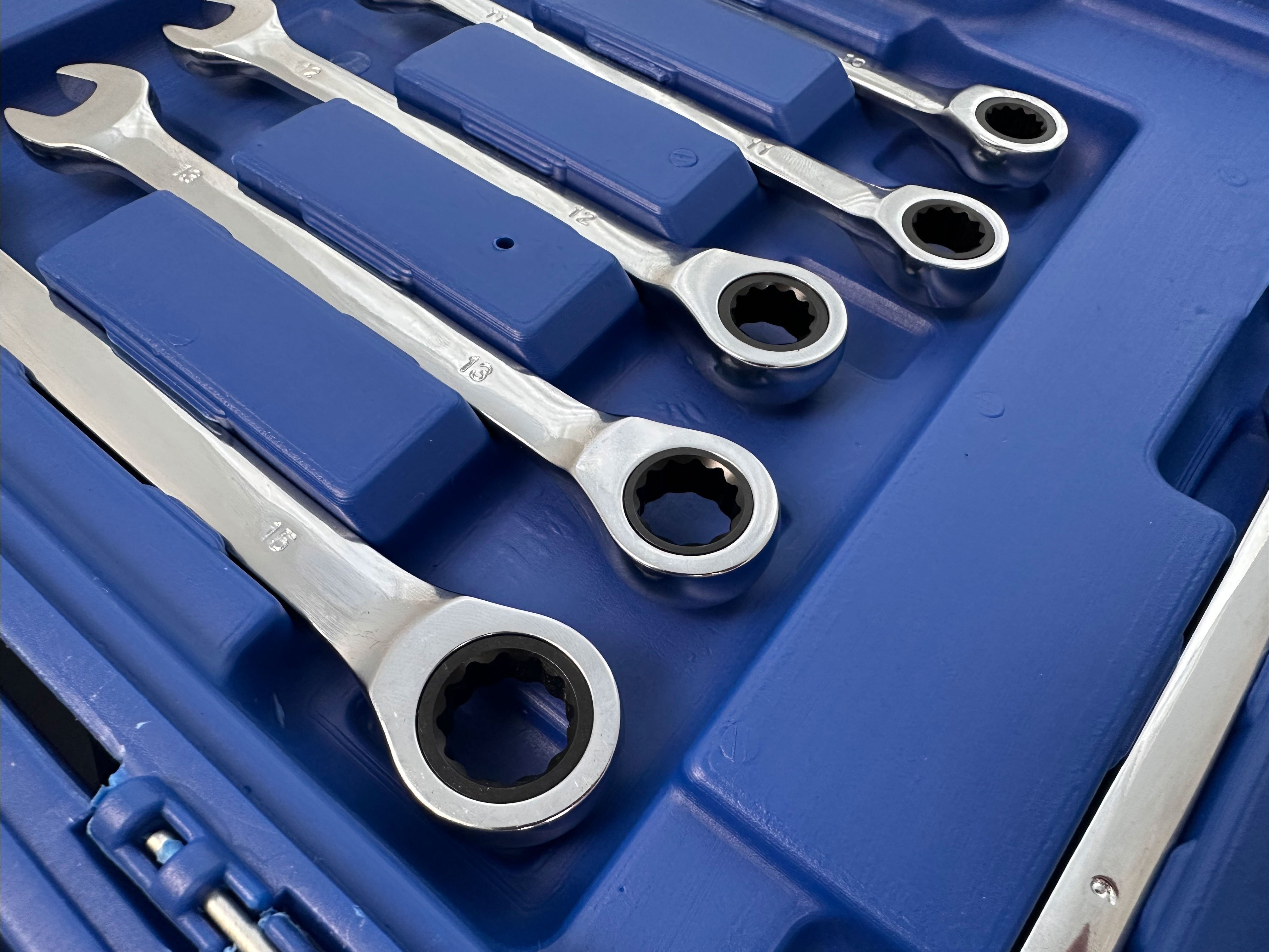 Set di chiavi a cricchetto combinate, con anello da 8–19 mm, 12 pezzi, Gebo Tools