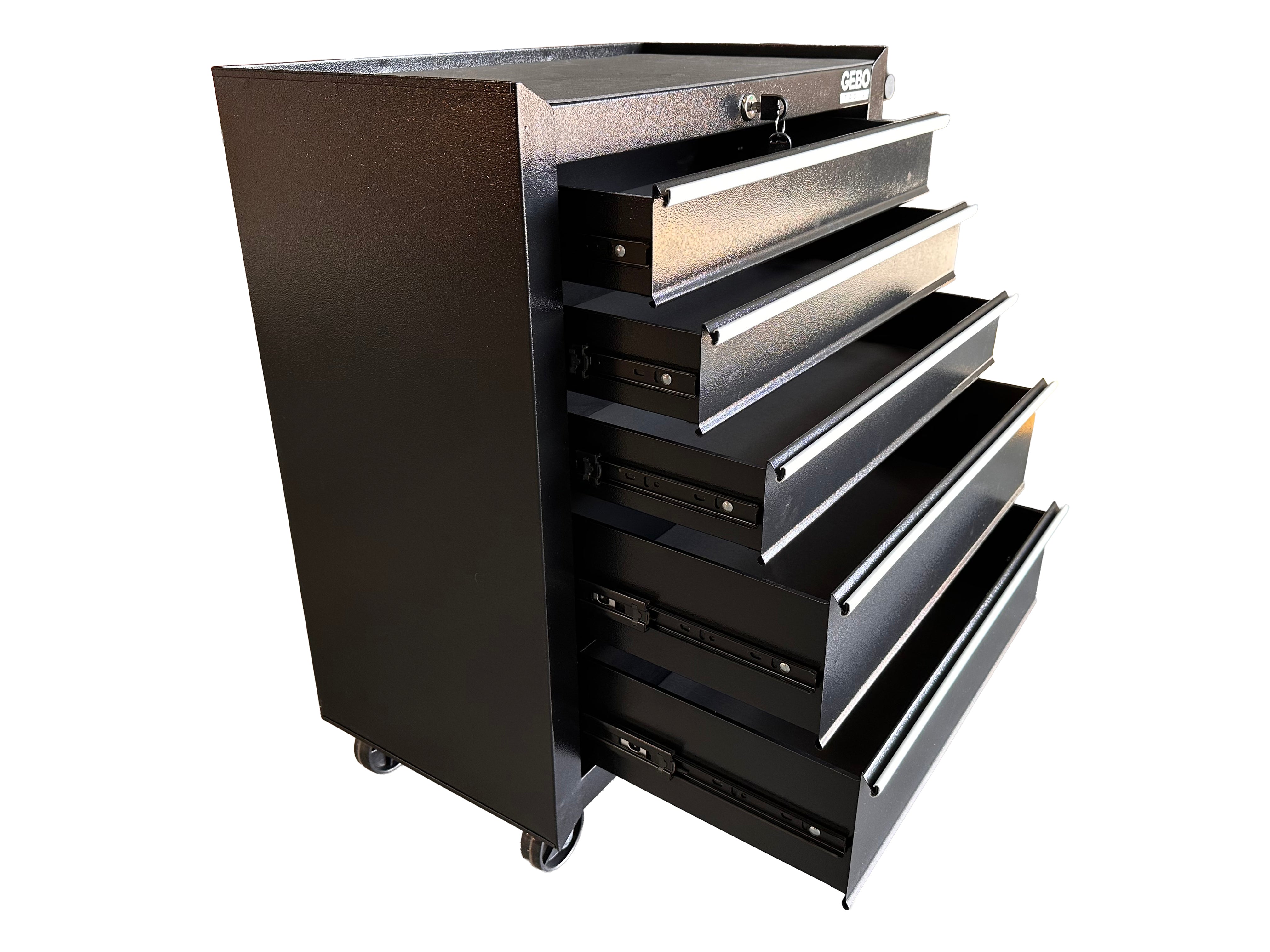 Armadio metallico senza attrezzi con 5 cassetti nero, carrello portautensili , cassetta porta attrezzi mobile Gebo Tools