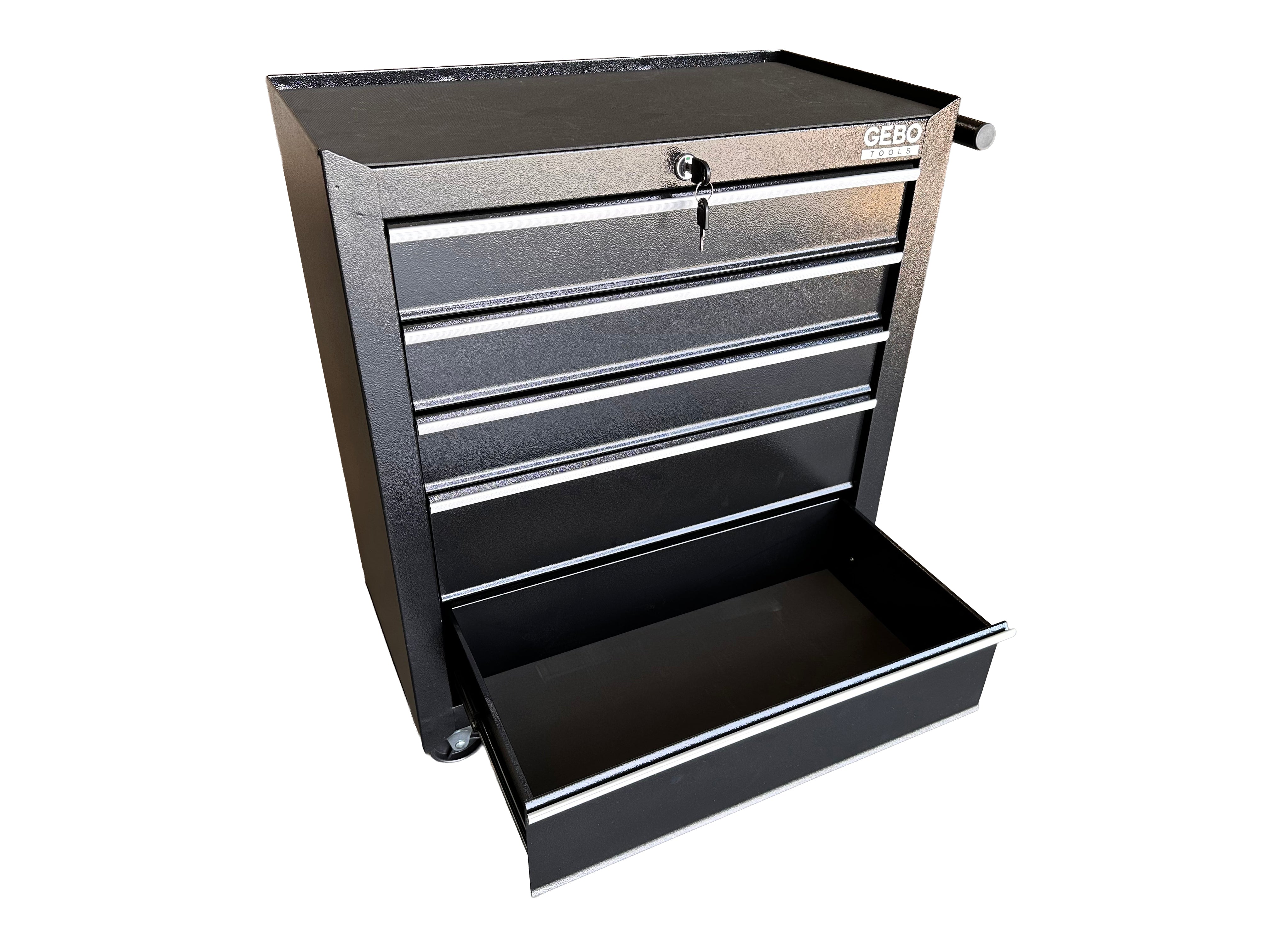 Armadio metallico senza attrezzi con 5 cassetti nero, carrello portautensili , cassetta porta attrezzi mobile Gebo Tools