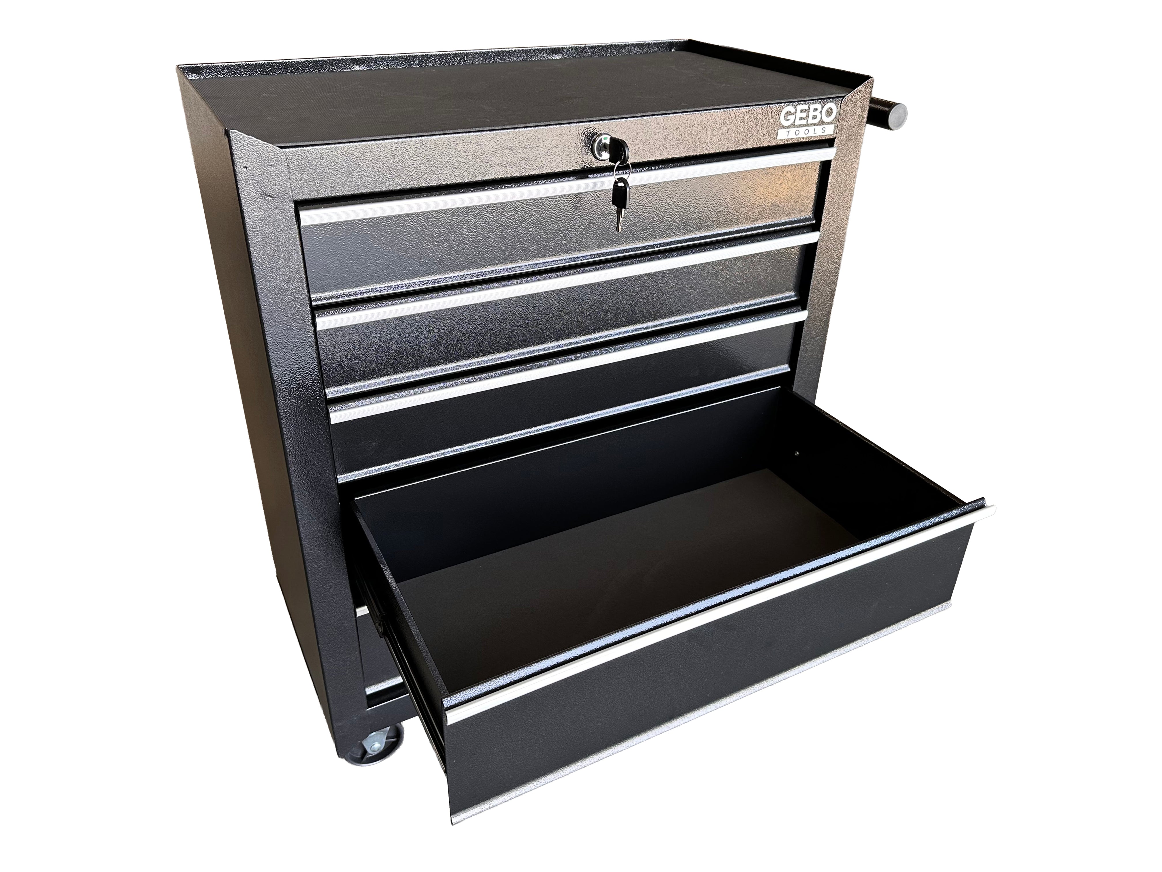 Armadio metallico senza attrezzi con 5 cassetti nero, carrello portautensili , cassetta porta attrezzi mobile Gebo Tools
