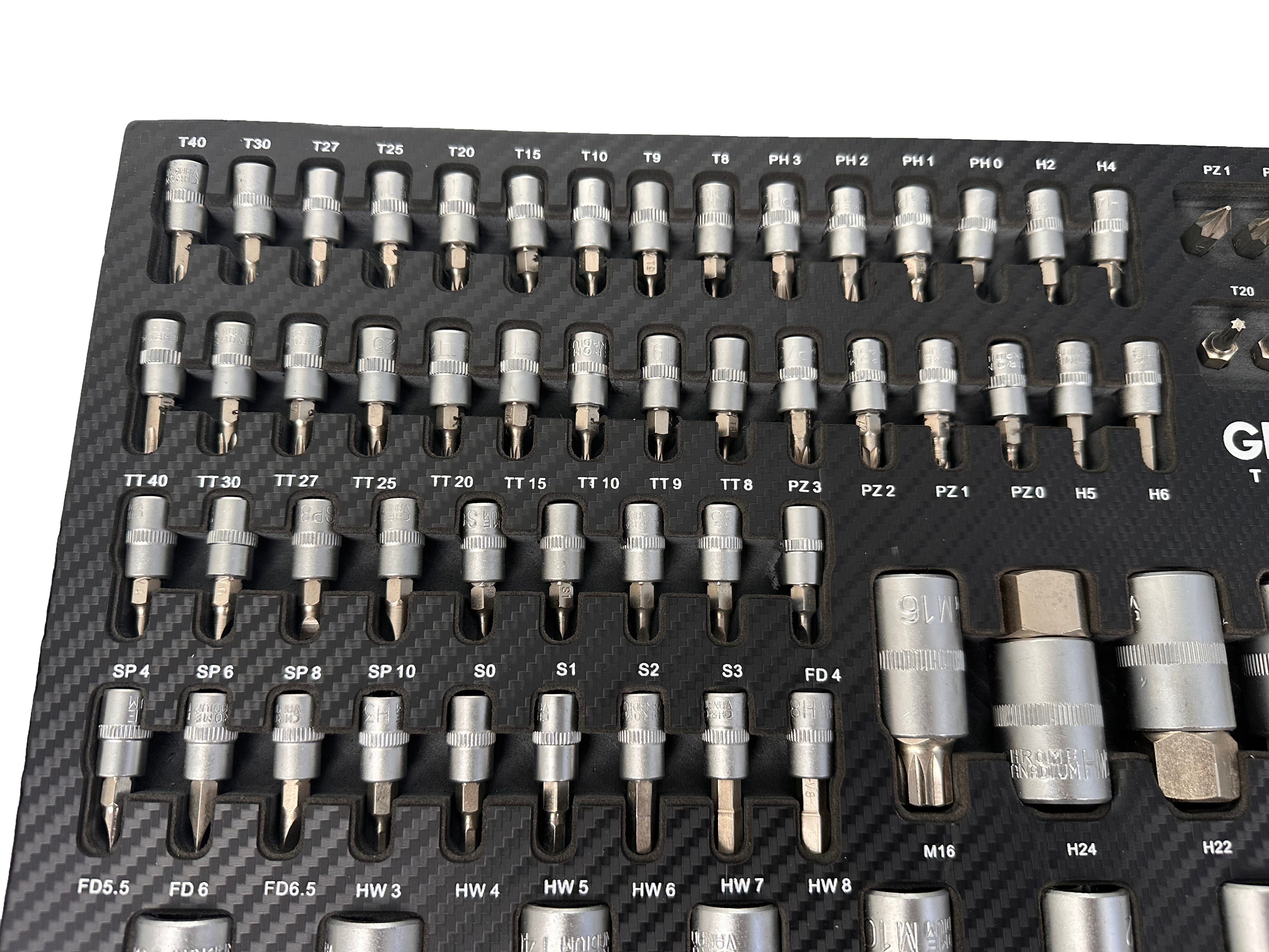 Set di 101 inserti bit in schiuma espansa, inserto schiuma a forma di cubo, modulo per carrelli portautensili, Gebo Tools