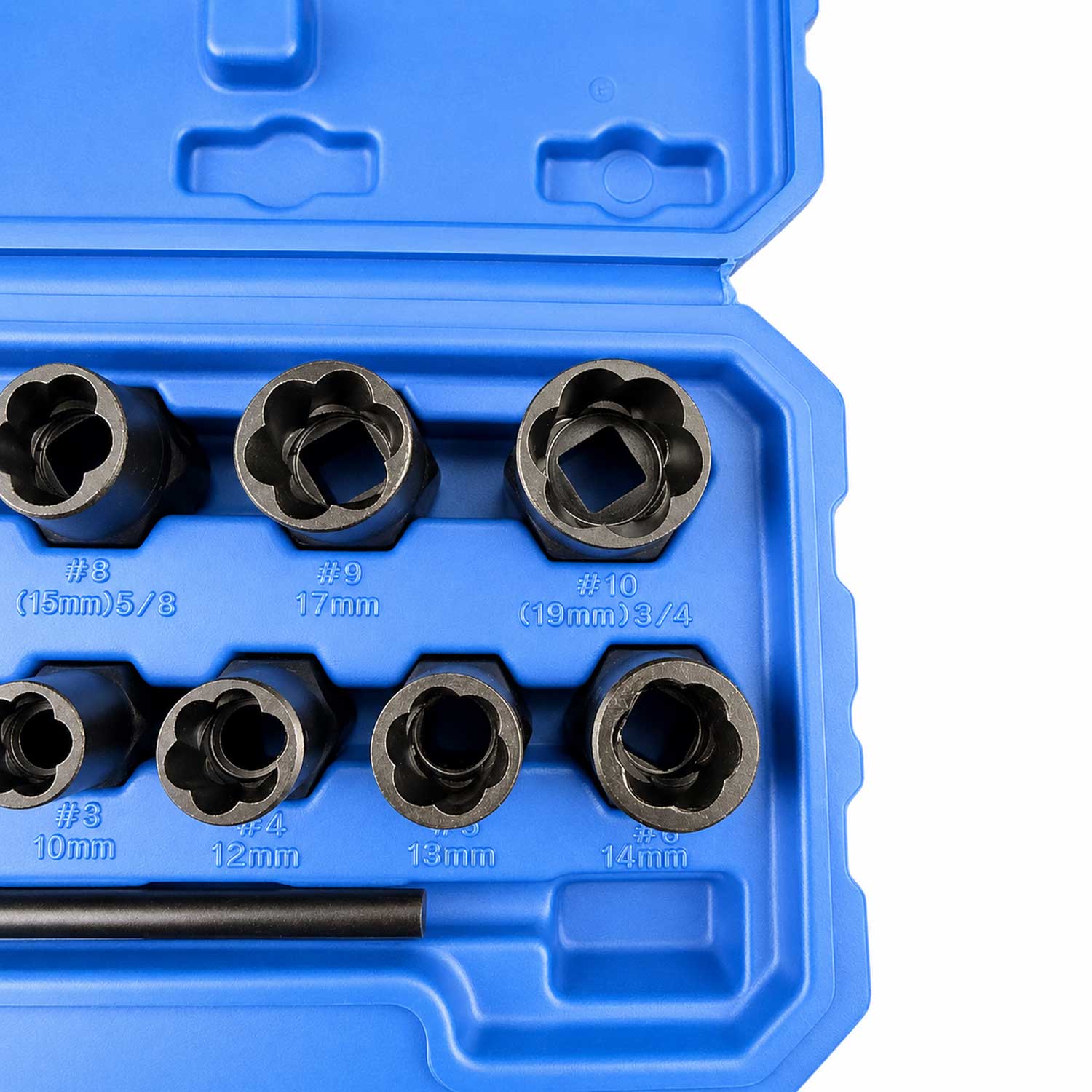 Set-kit bussole elicoidali per rimozione viti e bulloni danneggiati, 9-19 mm, 11 pezzi Gebo Tools