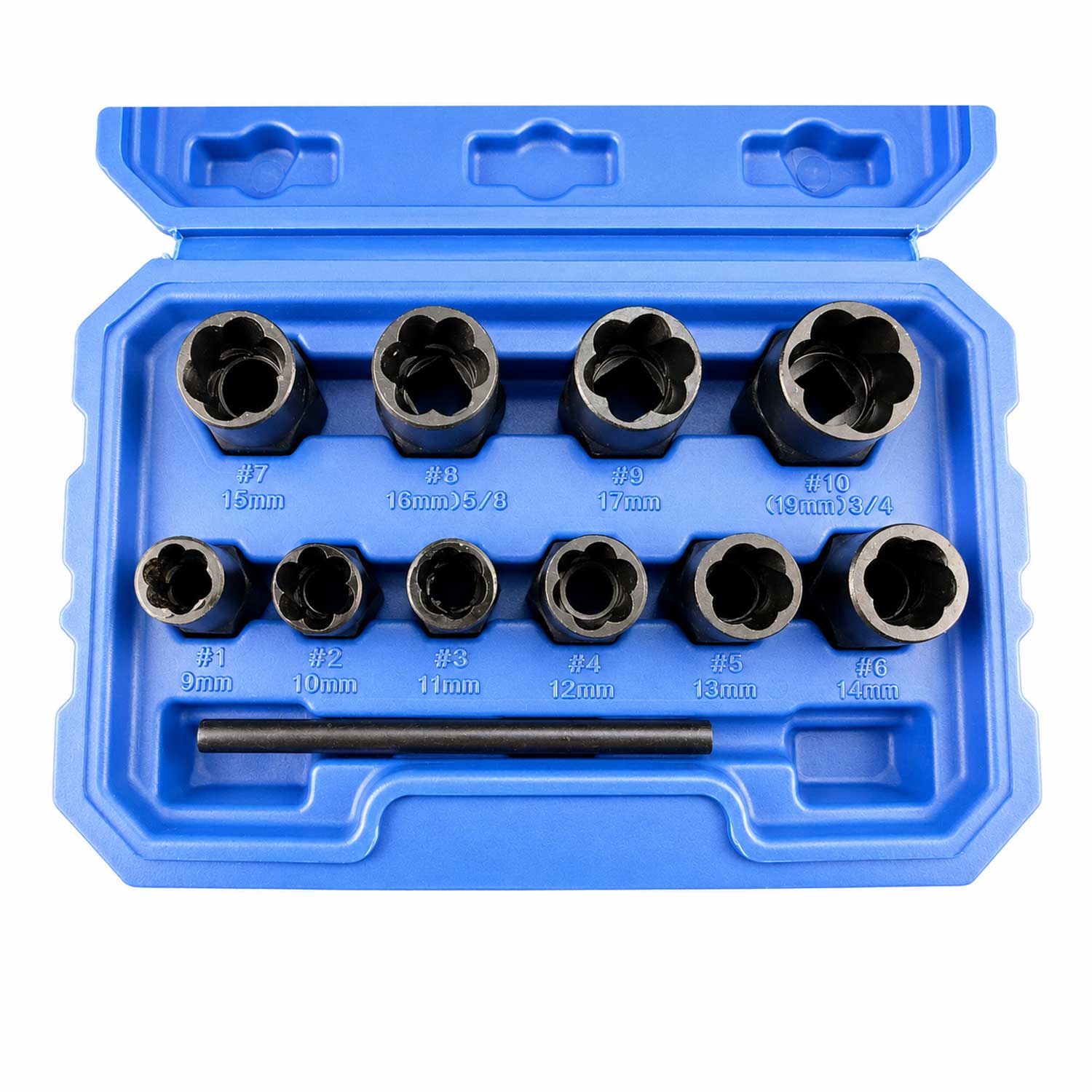 Set-kit bussole elicoidali per rimozione viti e bulloni danneggiati, 9-19 mm, 11 pezzi Gebo Tools