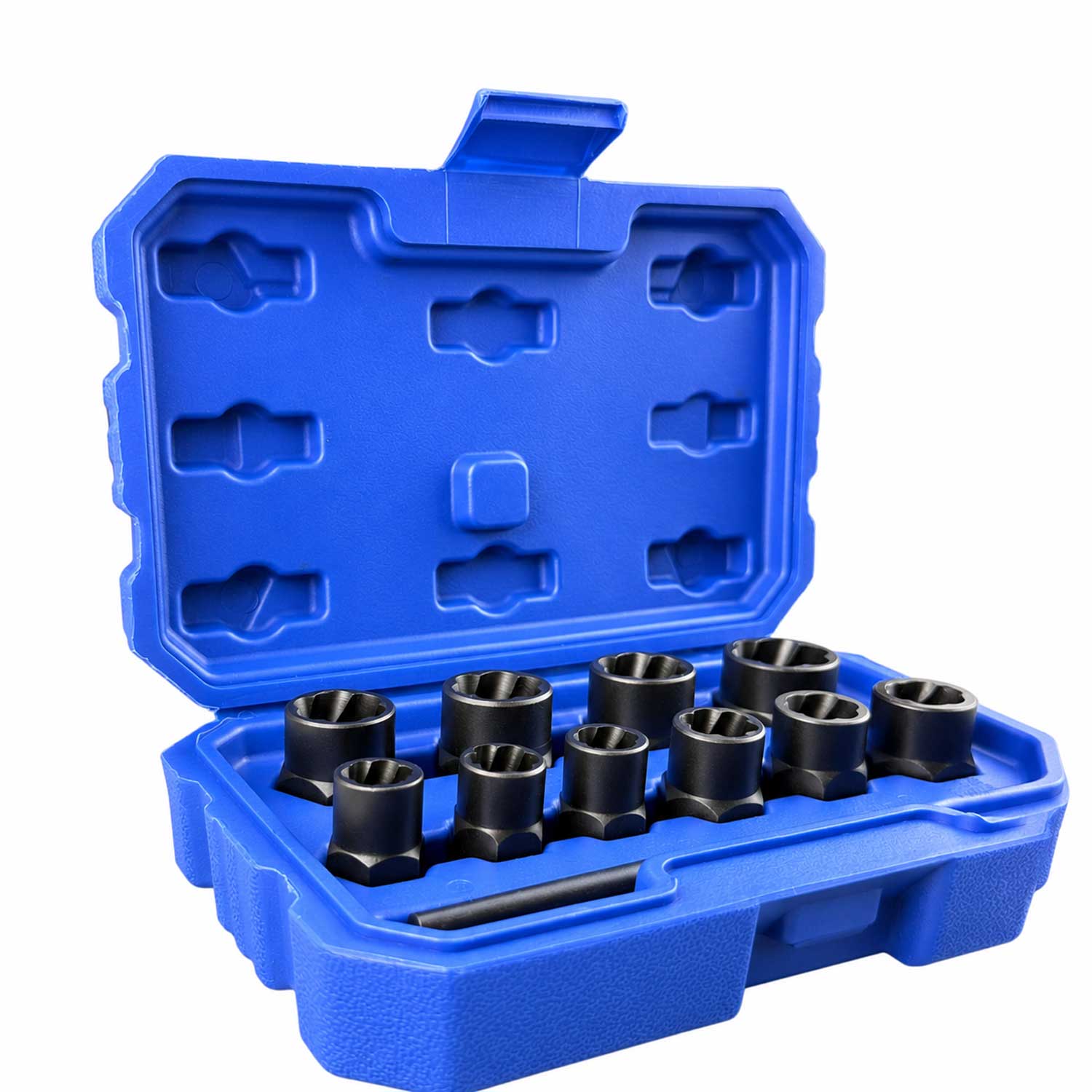 Set-kit bussole elicoidali per rimozione viti e bulloni danneggiati, 9-19 mm, 11 pezzi Gebo Tools