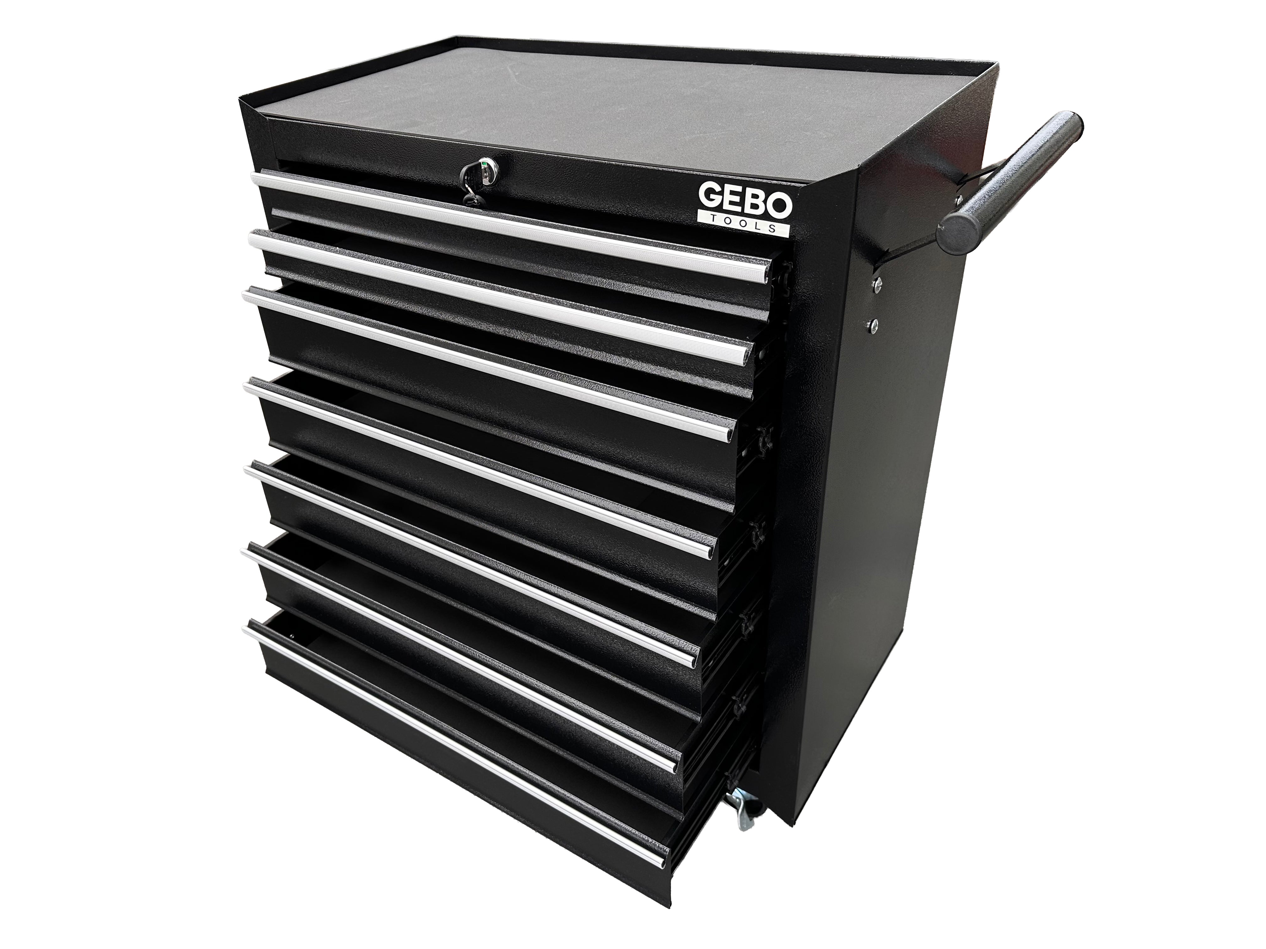 Armadio metallico senza attrezzi con 7 cassetti nero, carrello portautensili , cassetta porta attrezzi mobile con ruote 78 X 62 X 33 cm Gebo Tools