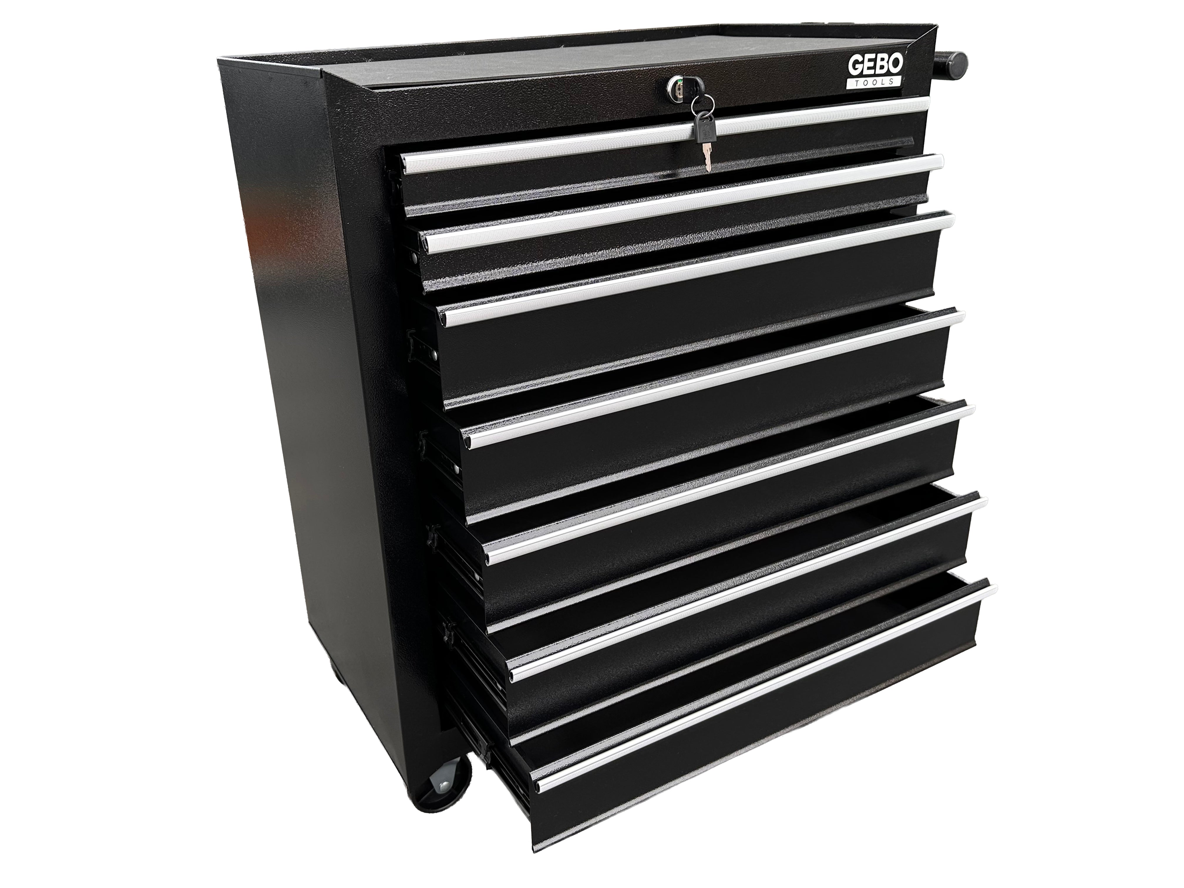 Armadio metallico senza attrezzi con 7 cassetti nero, carrello portautensili , cassetta porta attrezzi mobile con ruote 78 X 62 X 33 cm Gebo Tools