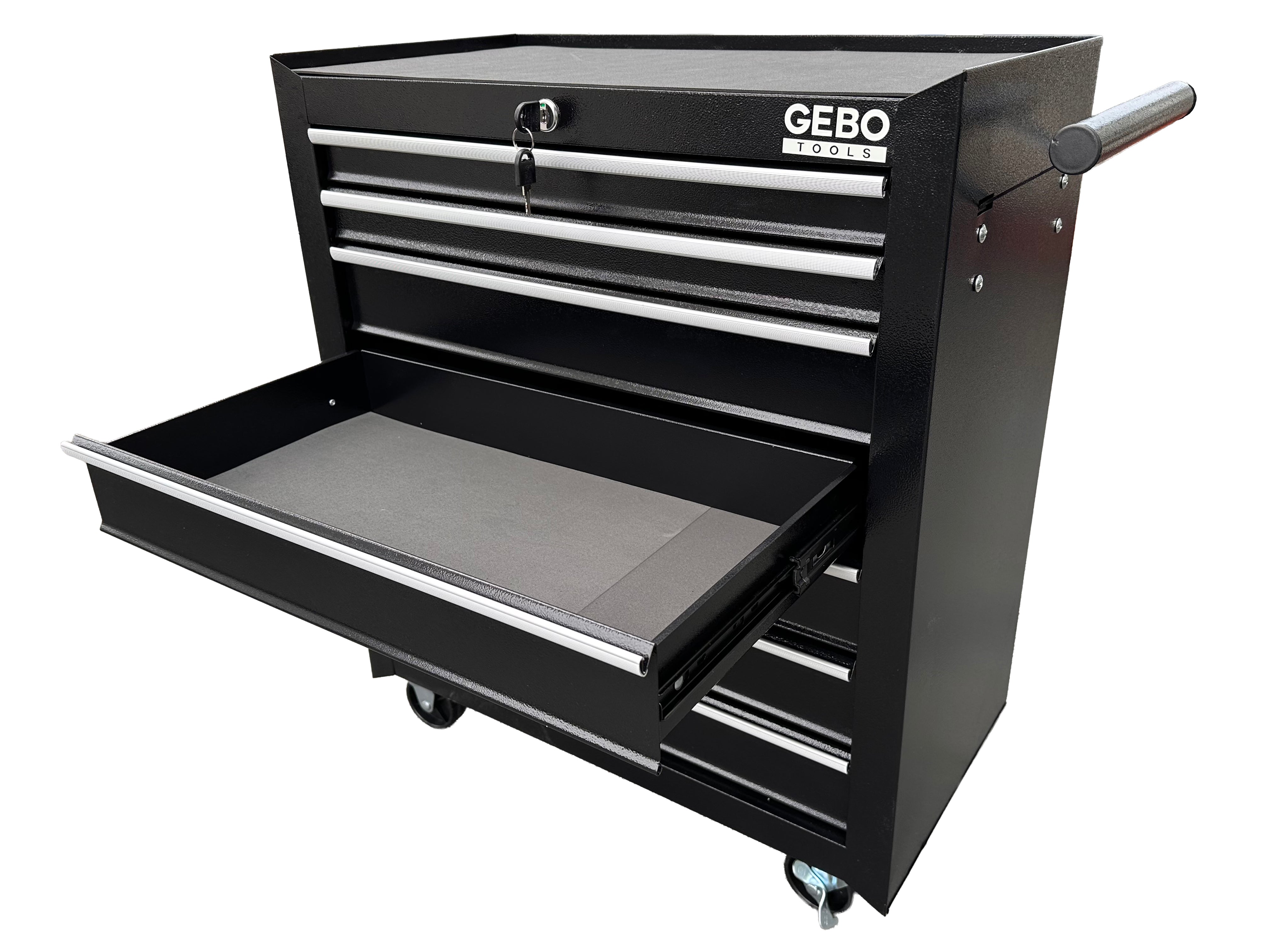 Armadio metallico senza attrezzi con 7 cassetti nero, carrello portautensili , cassetta porta attrezzi mobile con ruote 78 X 62 X 33 cm Gebo Tools