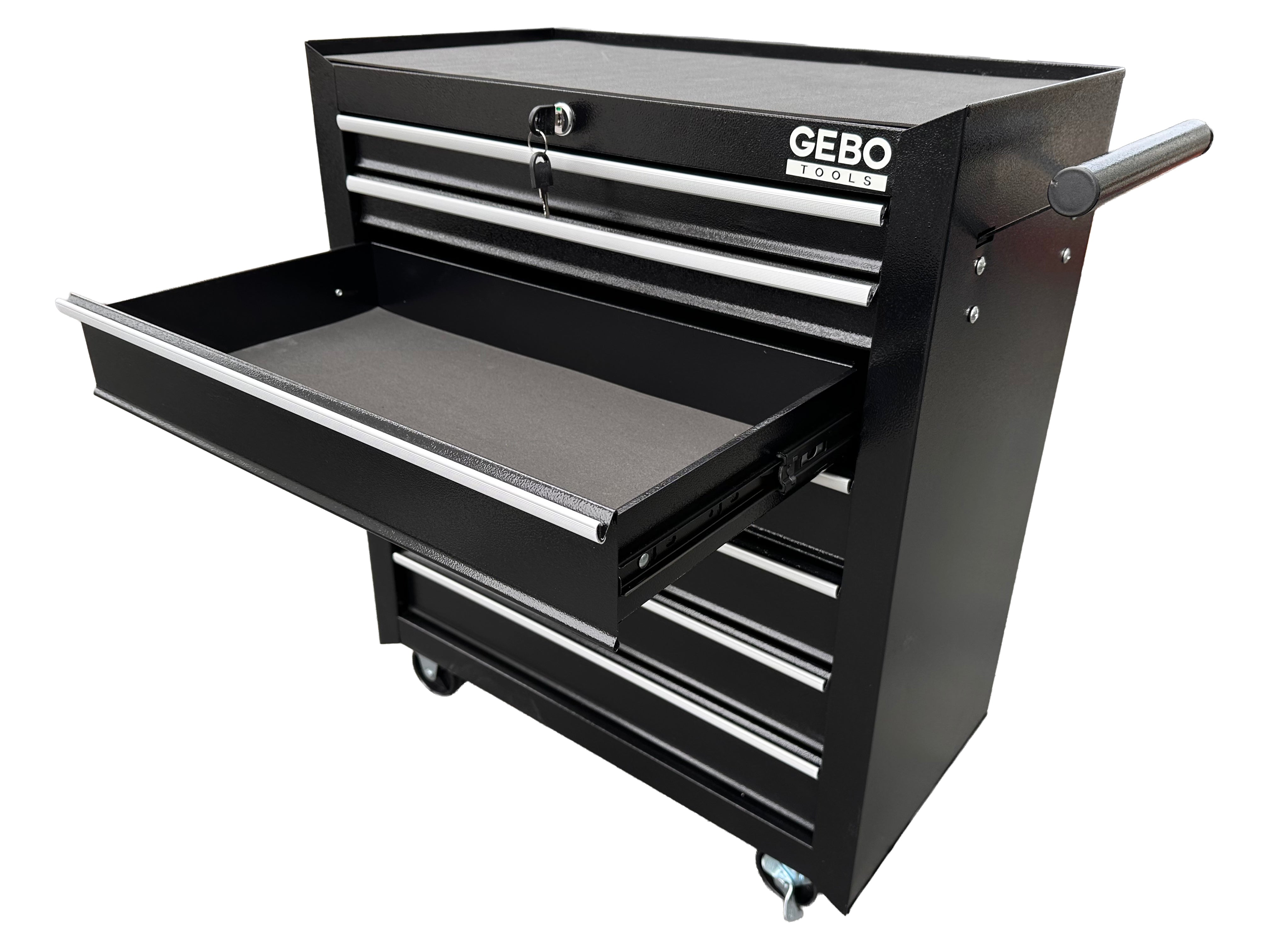 Armadio metallico senza attrezzi con 7 cassetti nero, carrello portautensili , cassetta porta attrezzi mobile con ruote 78 X 62 X 33 cm Gebo Tools