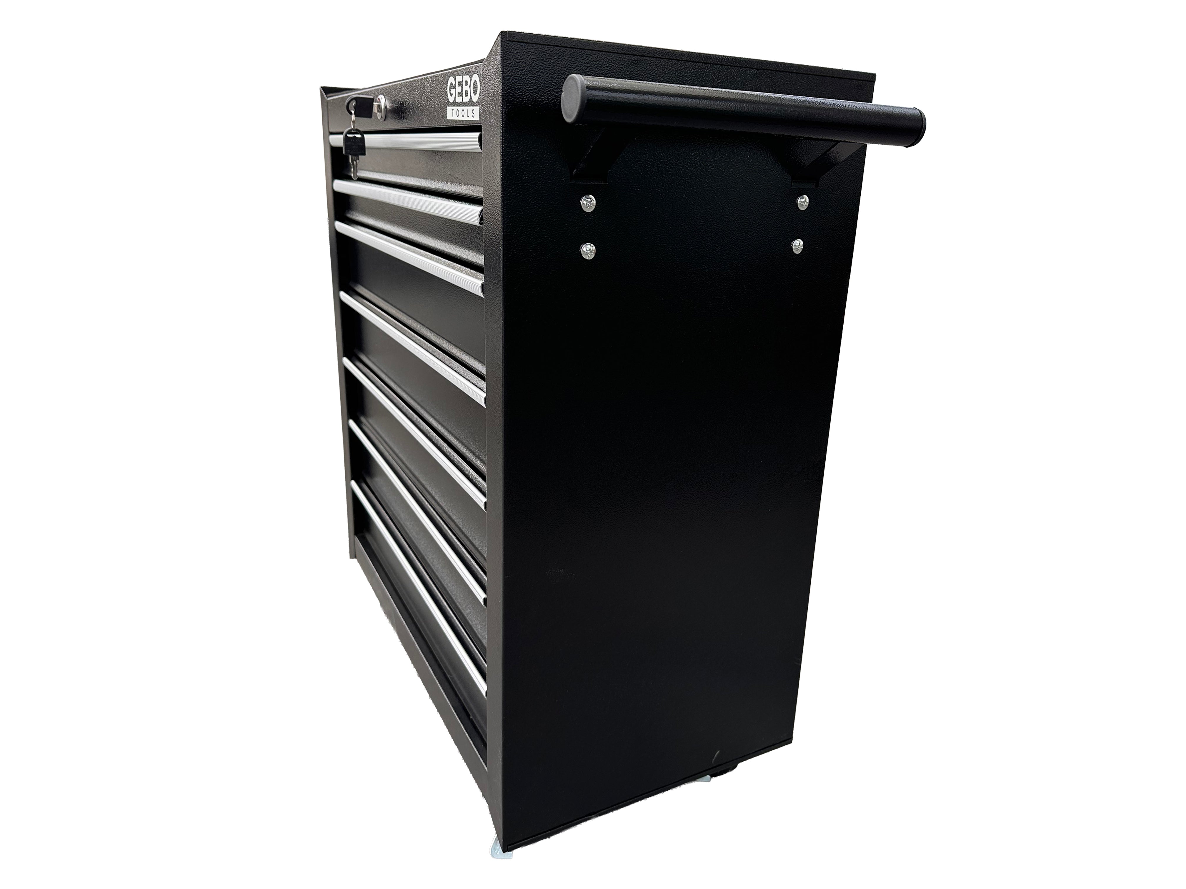 Armadio metallico senza attrezzi con 7 cassetti nero, carrello portautensili , cassetta porta attrezzi mobile con ruote 78 X 62 X 33 cm Gebo Tools