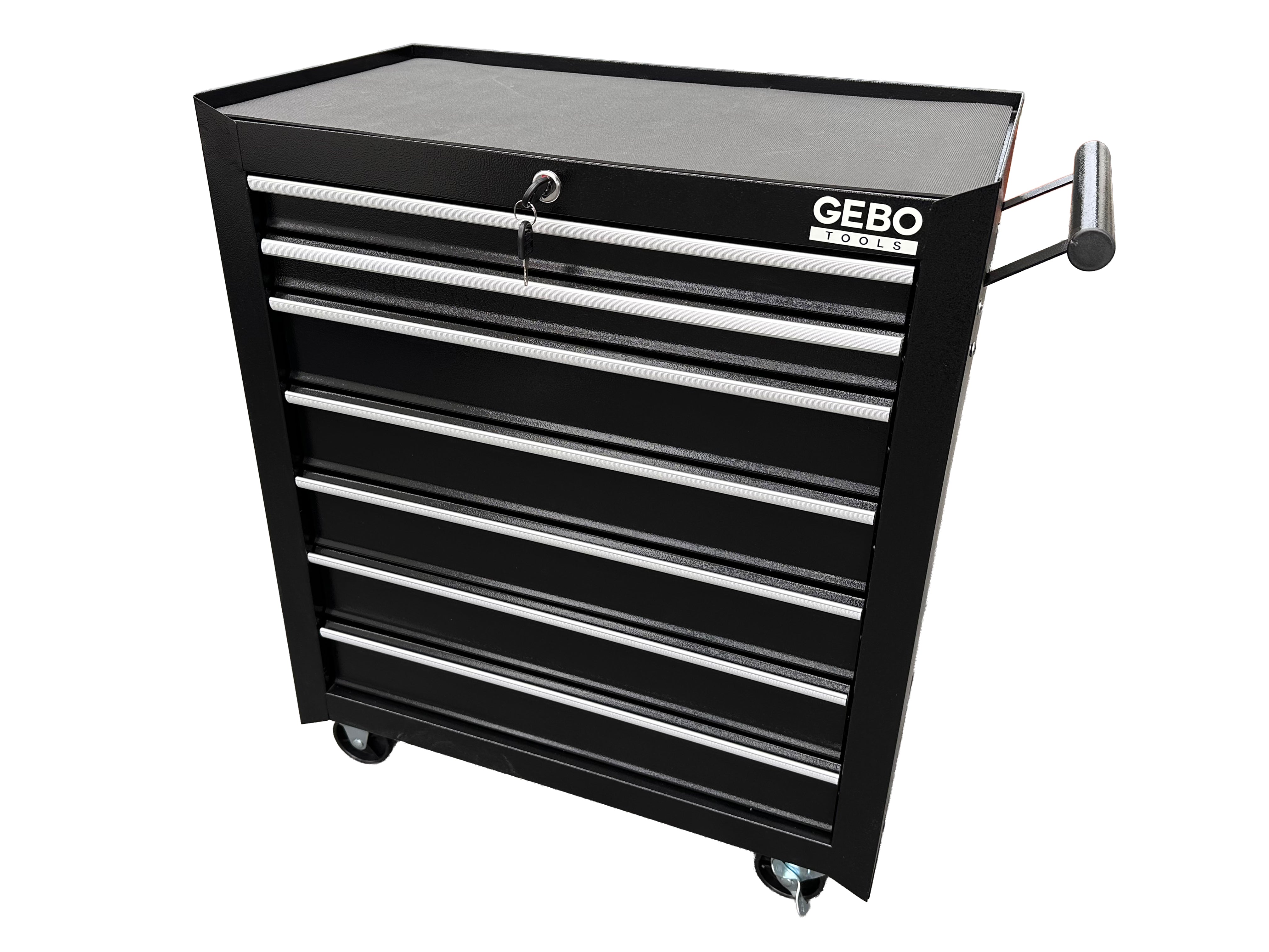 Armadio metallico senza attrezzi con 7 cassetti nero, carrello portautensili , cassetta porta attrezzi mobile con ruote 78 X 62 X 33 cm Gebo Tools