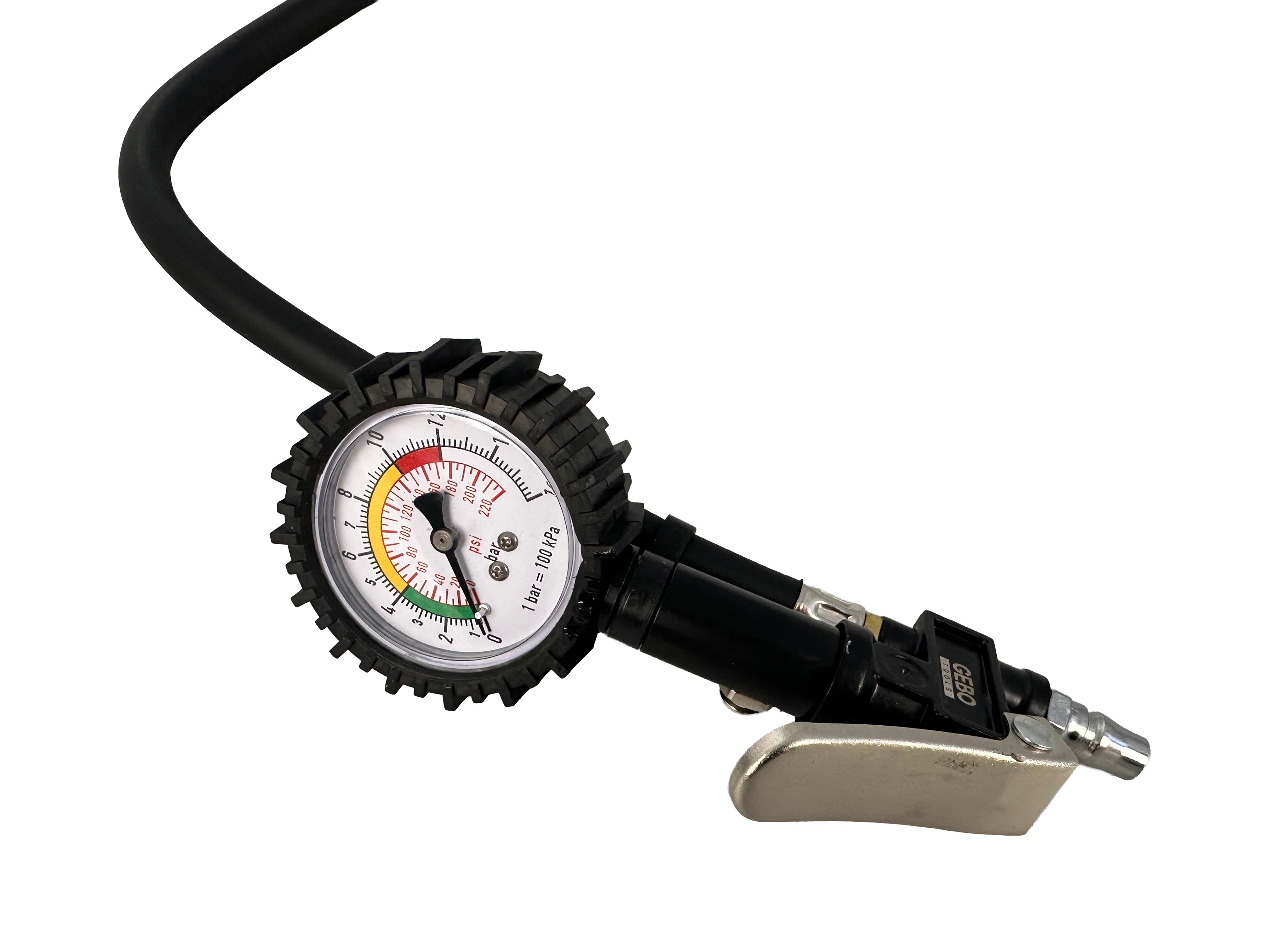 Pistola con manometro analogico per gonfiaggio pneumatici 0-15 Bar Tvardy