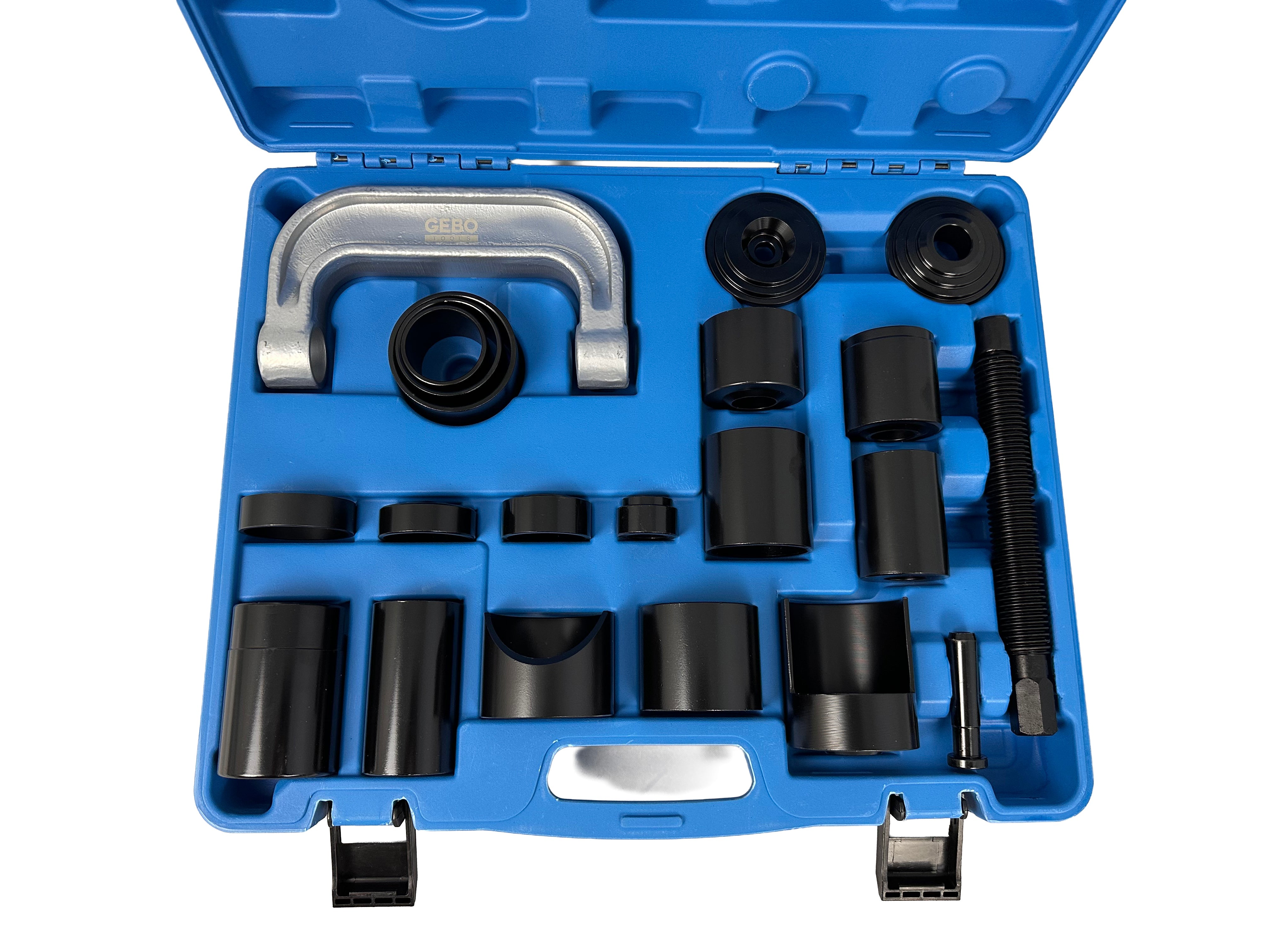 Kit pressa per l'estrazione di boccole, perni e testine di sterzo 21 pezzi Gebo Tools