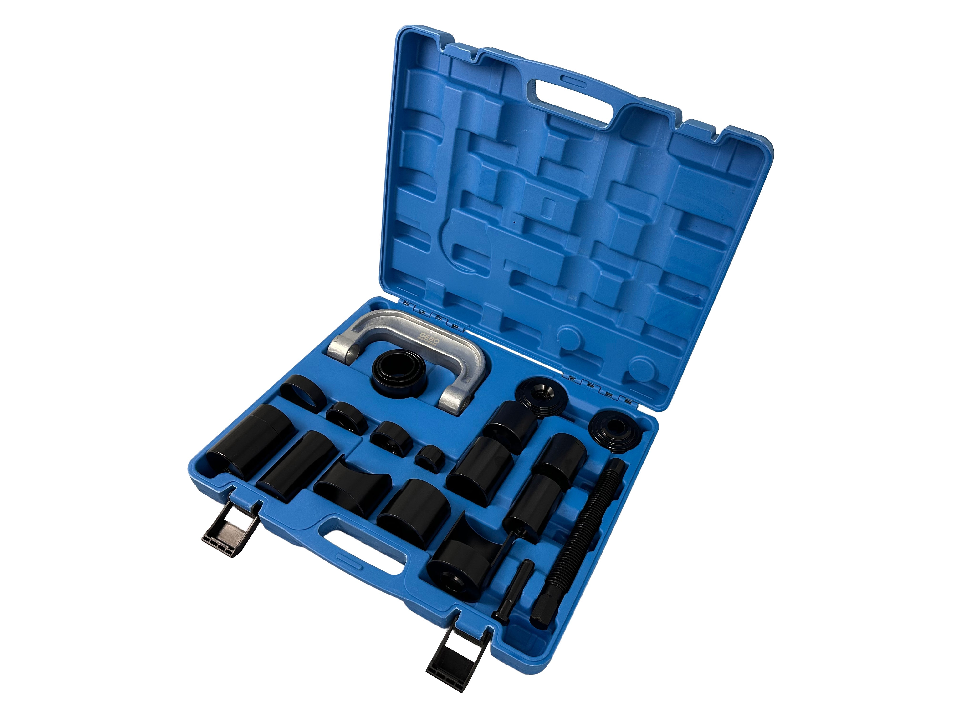 Kit pressa per l'estrazione di boccole, perni e testine di sterzo 21 pezzi Gebo Tools