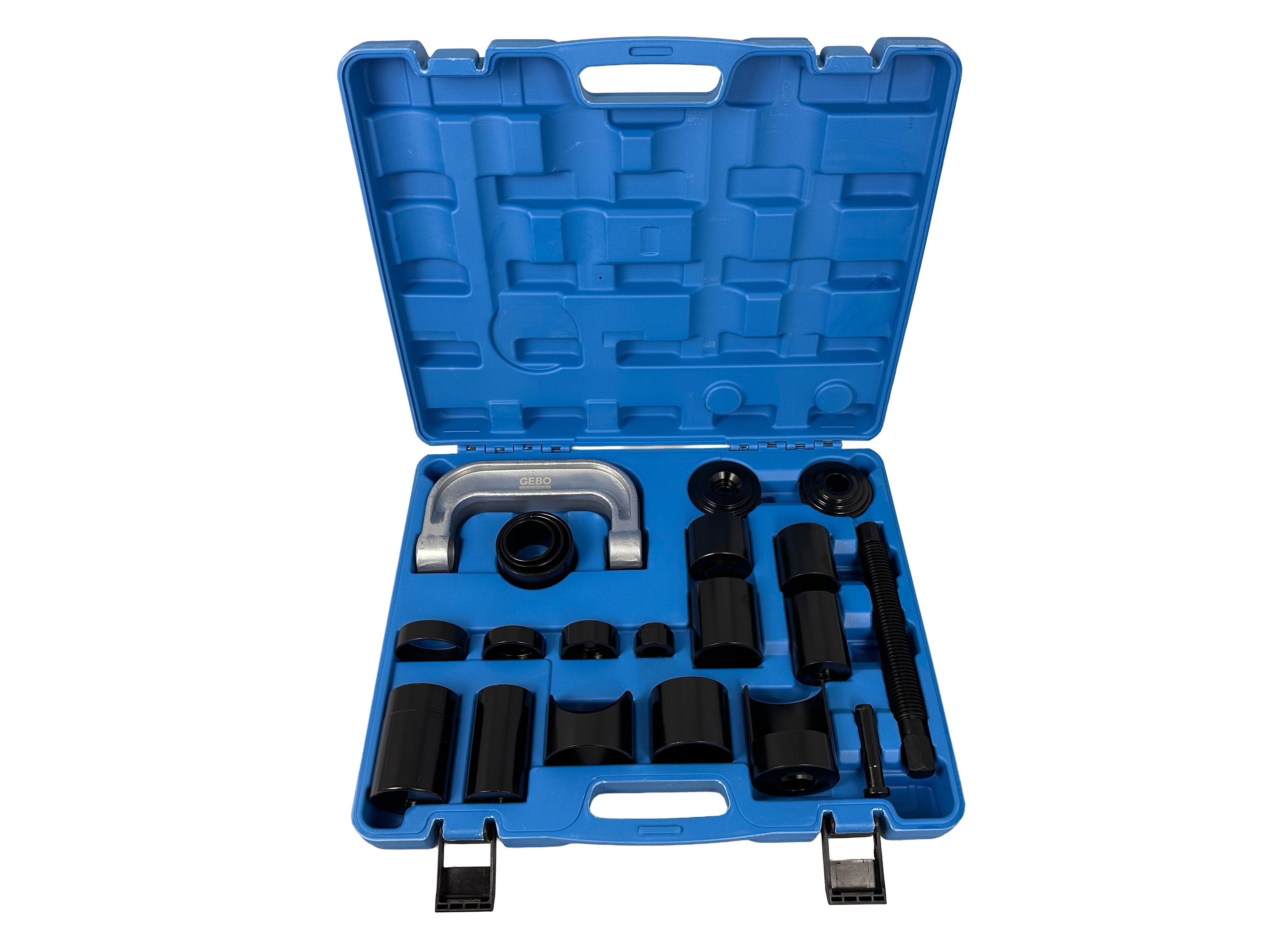 Kit pressa per l'estrazione di boccole, perni e testine di sterzo 21 pezzi Gebo Tools