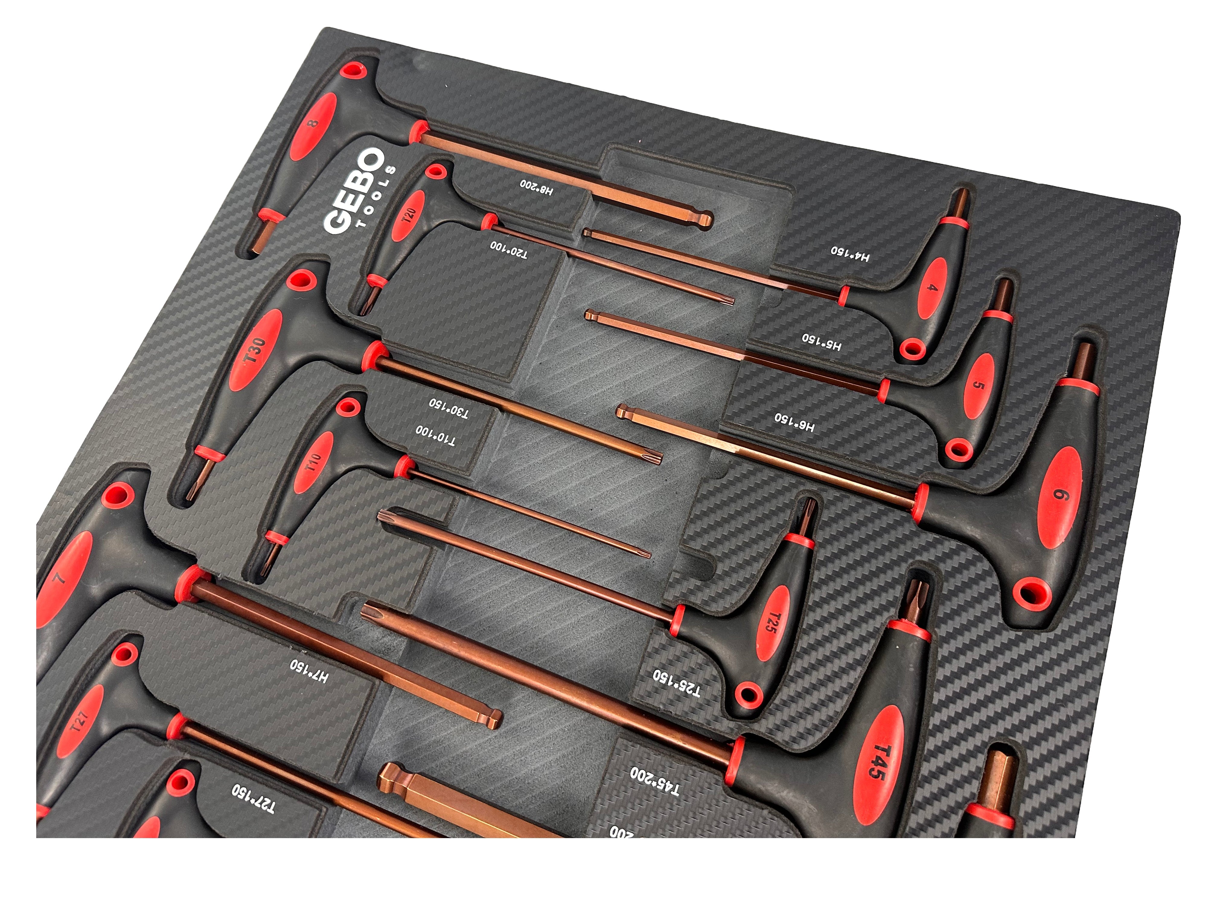Modulo per carrelli portautensili, serie di cacciaviti con impugnatura scorrevole a T, set di chiavi a T esagonali, Torx 18 pezzi Gebo Tools
