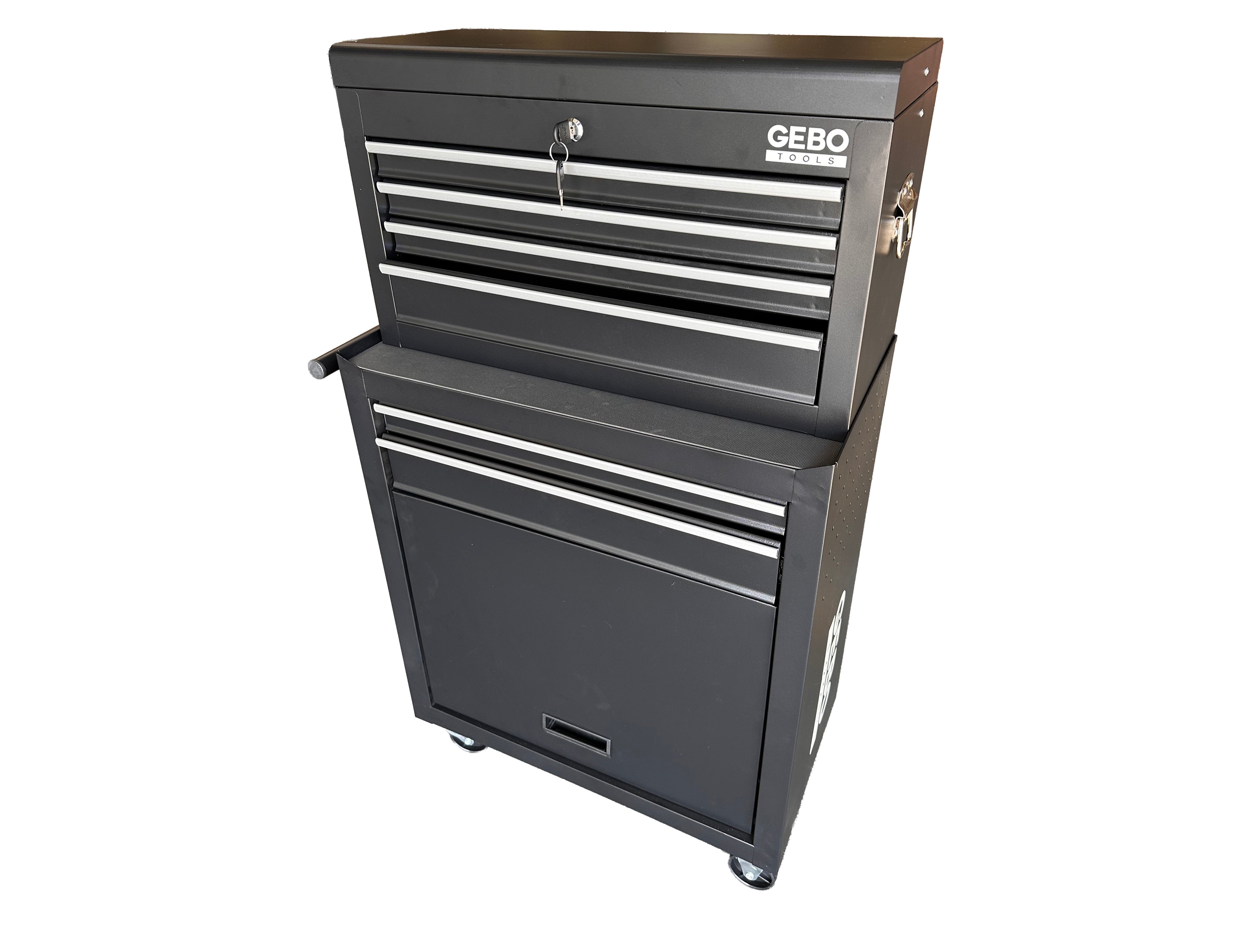 Armadio metallico senza attrezzi a 2 pezzi,con 6 cassetti a ripiano rimovibile ,carrello portautensili , cassetta porta attrezzi mobile Gebo Tools
