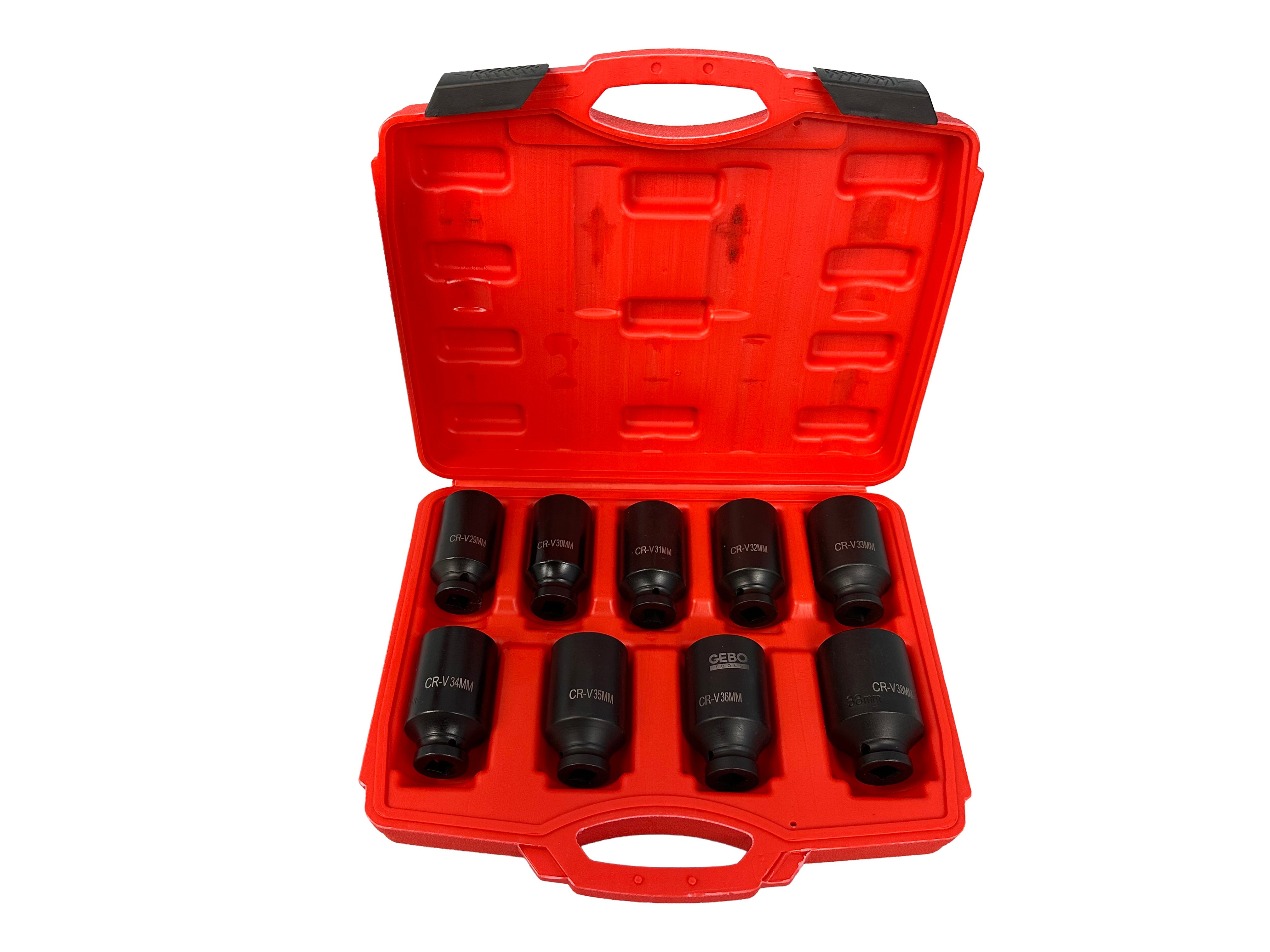 Set di chiavi e bussole a impatto, per ingranaggio planetario motore, 1/2" esagonali, 9 pezzi 29-38 mm Gebo Tools