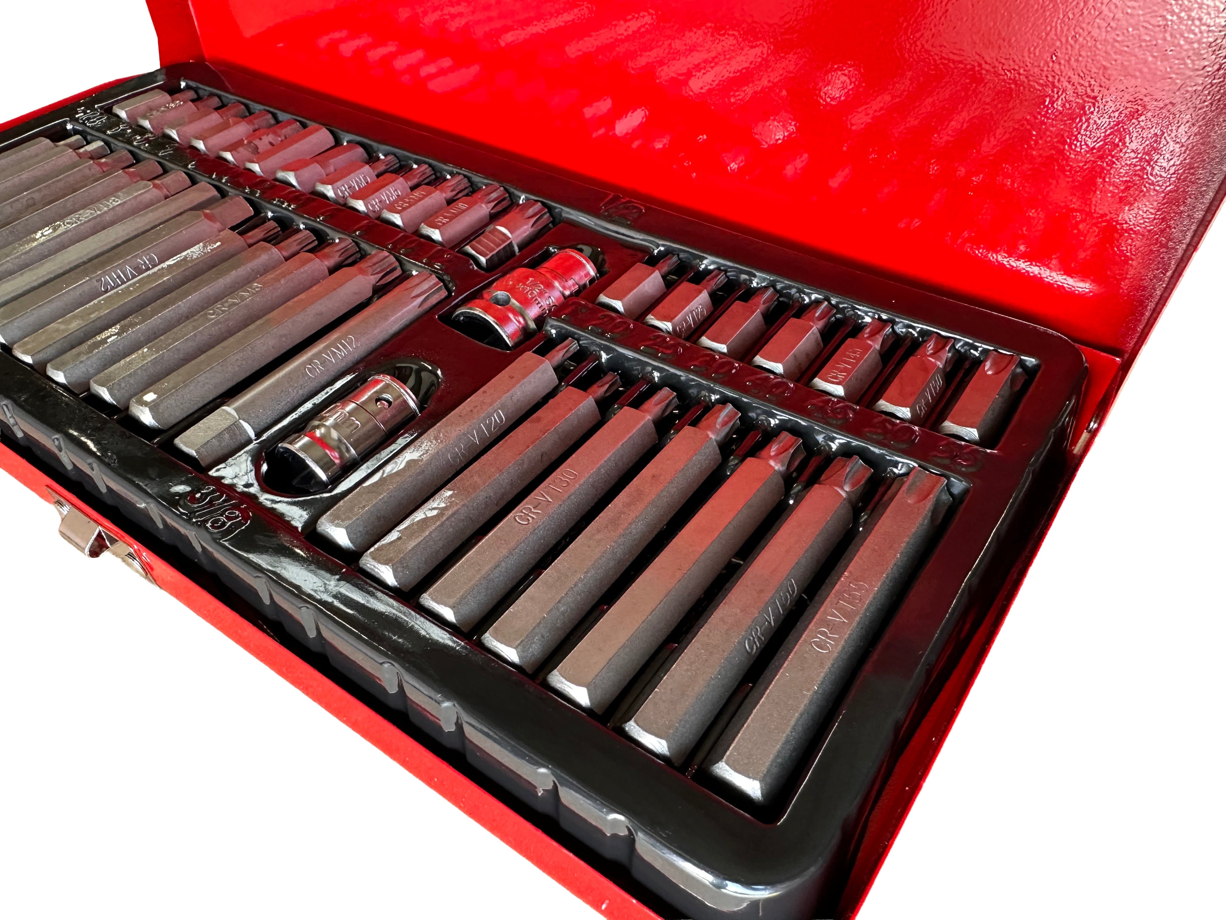 Set inserti esagonali TORX XZN SPLINE, kit bussole esagonali , 40 pezzi in cassetta metallica Gebo Tools