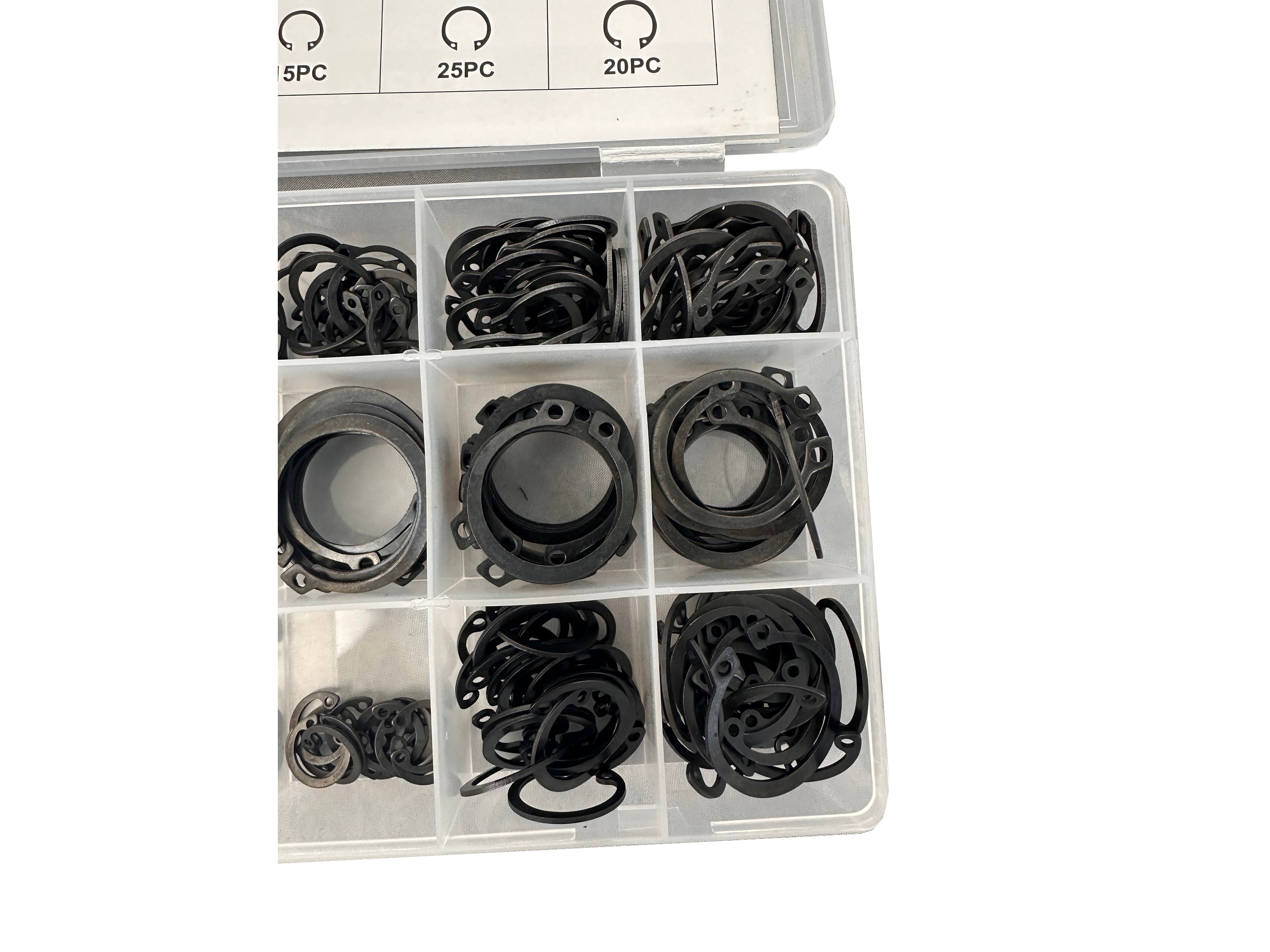 Set assortimento anelli Seeger esterni (anelli d'arresto), 300 pezzi Gebo Tools