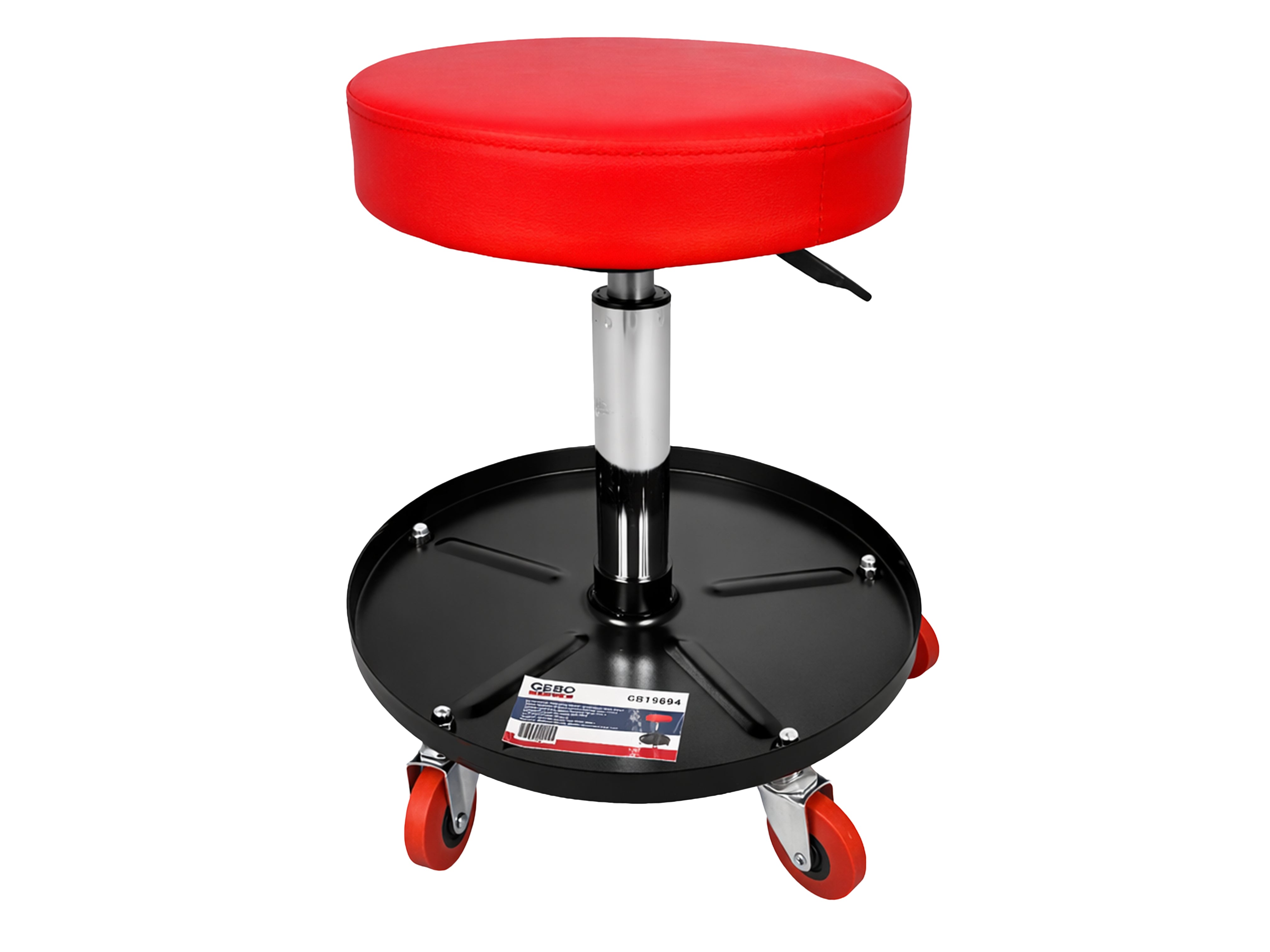 Sgabello per officina regolabile in altezza, sgabello di montaggio, carrello meccanico con ripiano porta-attrezzi, sgabello da officina, sgabello meccanico garage, Gebo Tools