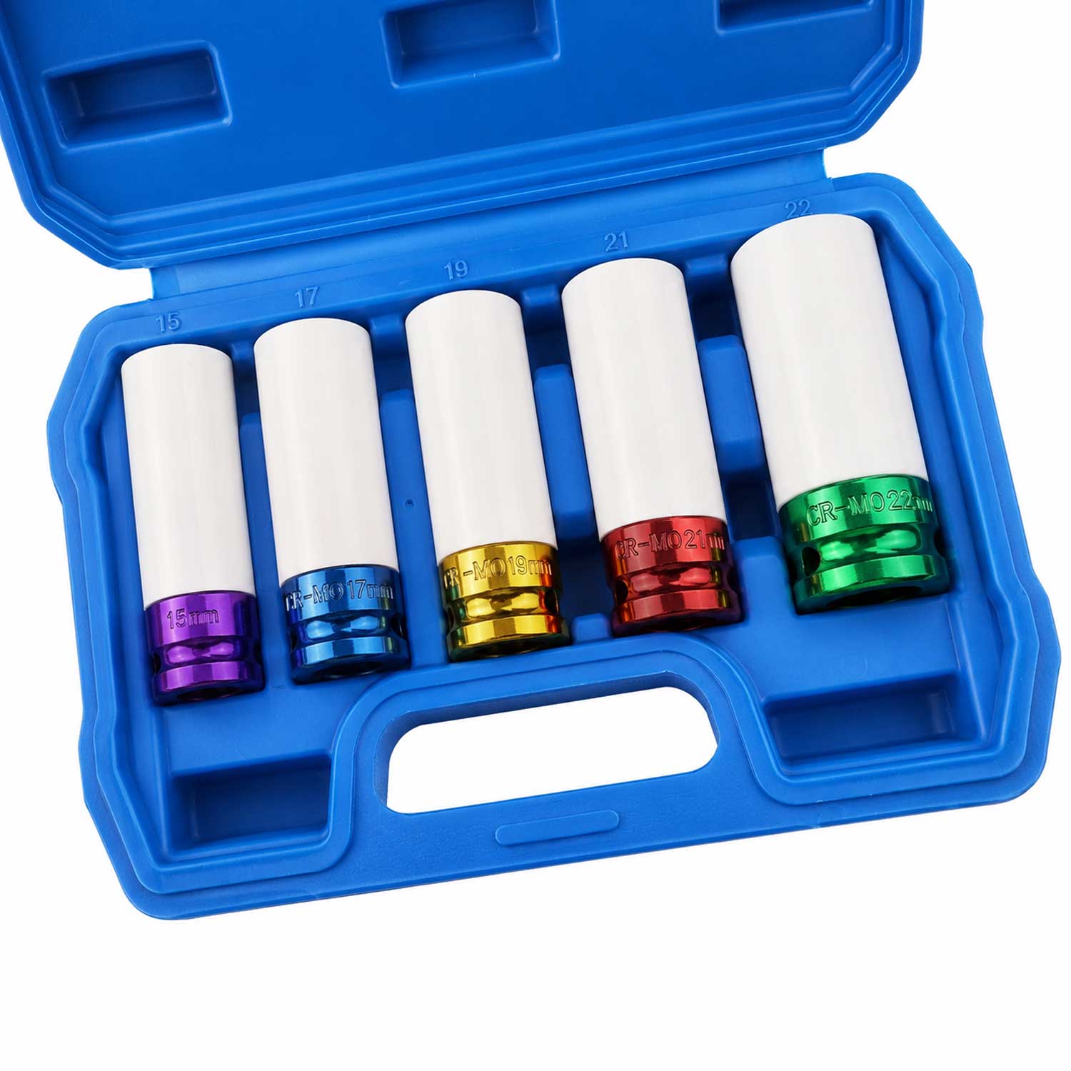 Set-kit chiave a bussola in Cr-V, rivestiti in teflon per cerchi in lega auto 5 pezzi Gebo Tools