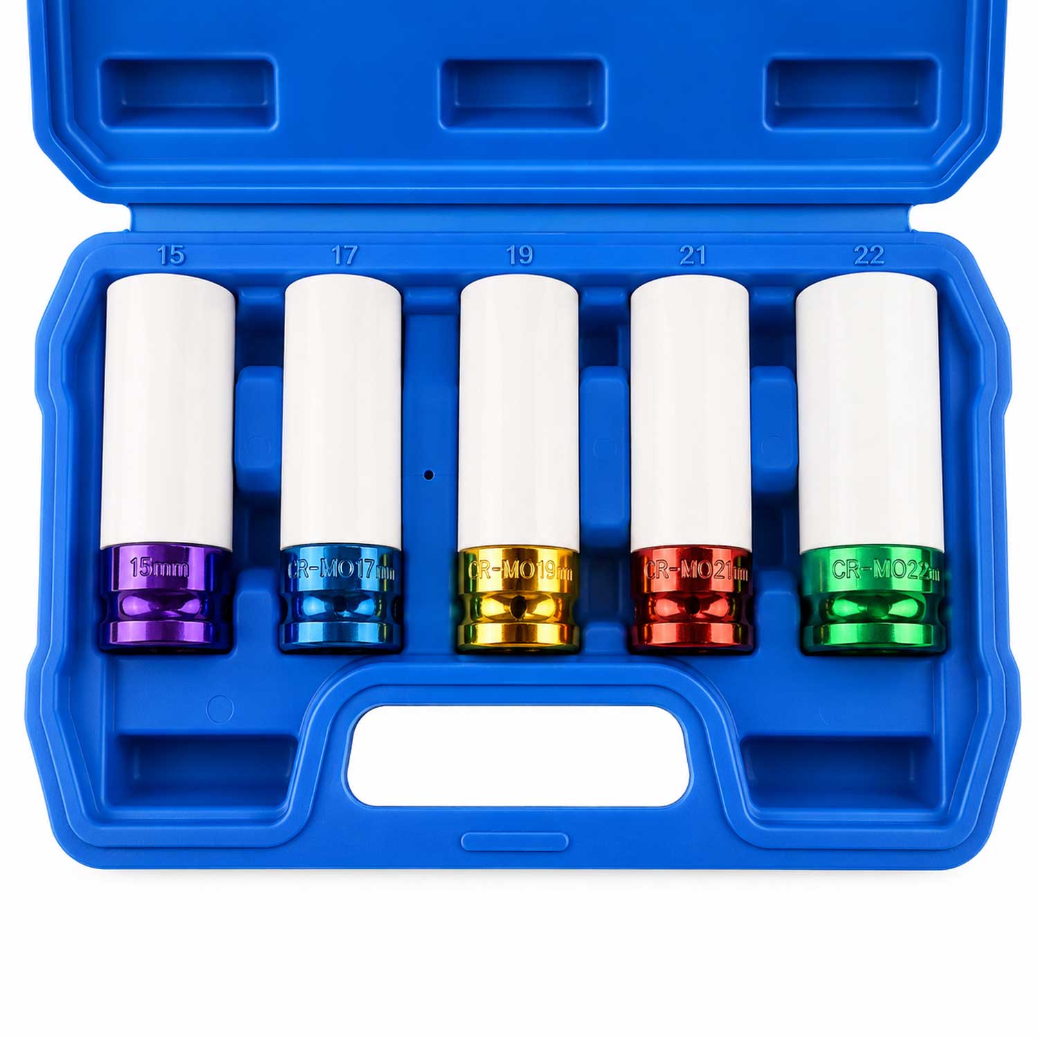 Set-kit chiave a bussola in Cr-V, rivestiti in teflon per cerchi in lega auto 5 pezzi Gebo Tools