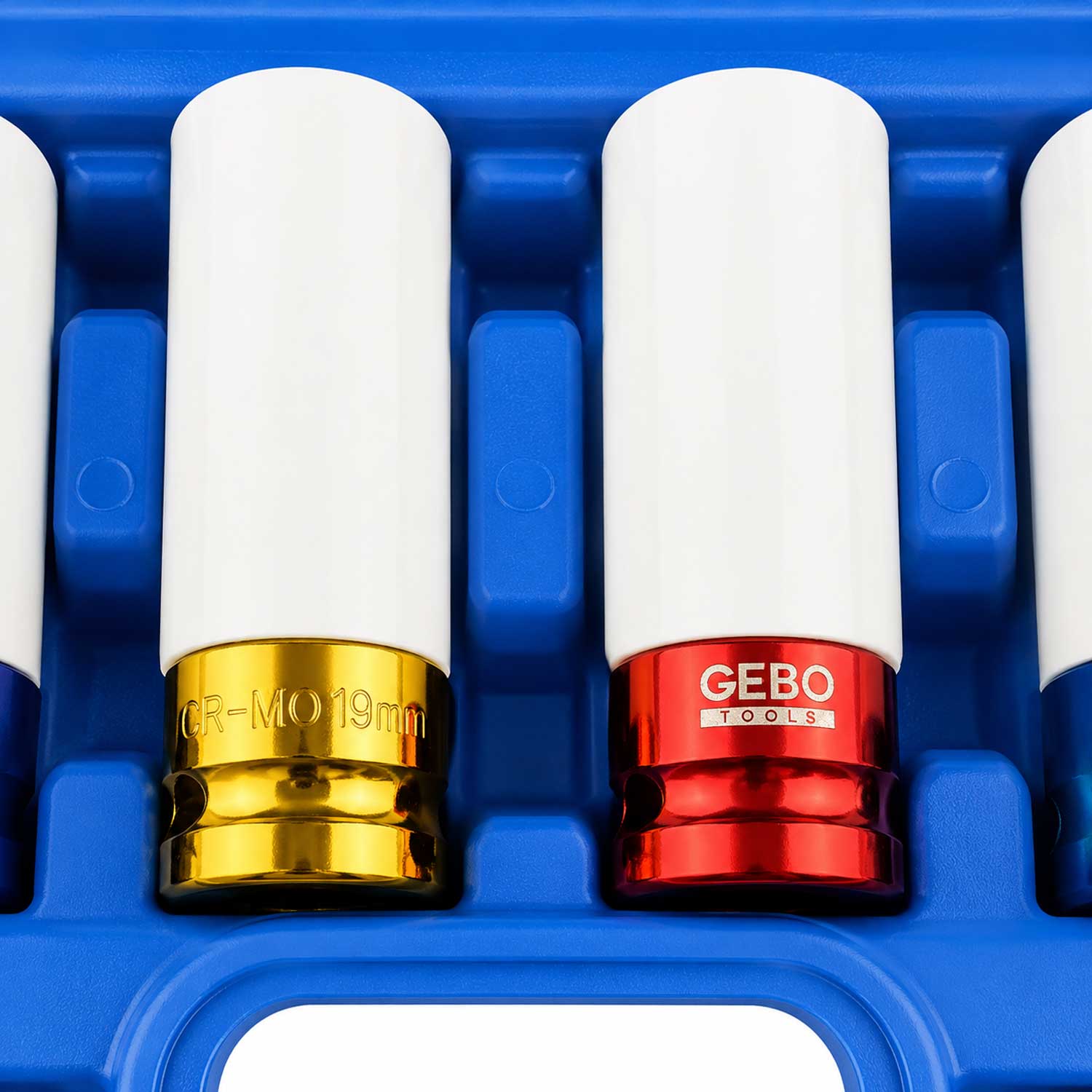 Set-kit chiave a bussola in Cr-V, rivestiti in teflon per cerchi in lega auto 5 pezzi Gebo Tools