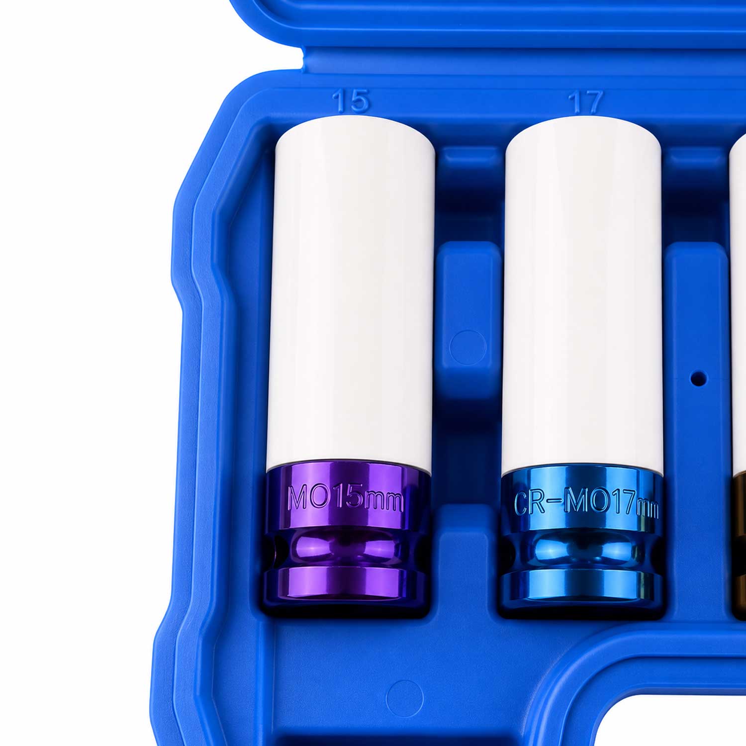 Set-kit chiave a bussola in Cr-V, rivestiti in teflon per cerchi in lega auto 5 pezzi Gebo Tools