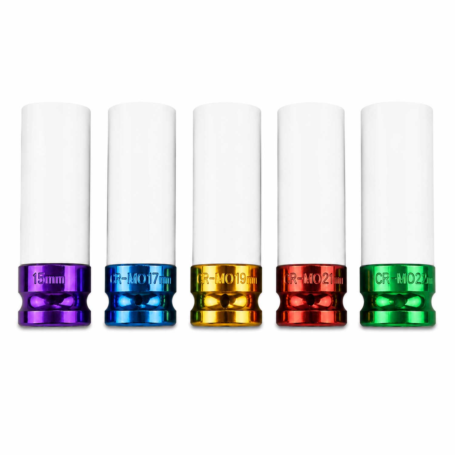 Set-kit chiave a bussola in Cr-V, rivestiti in teflon per cerchi in lega auto 5 pezzi Gebo Tools