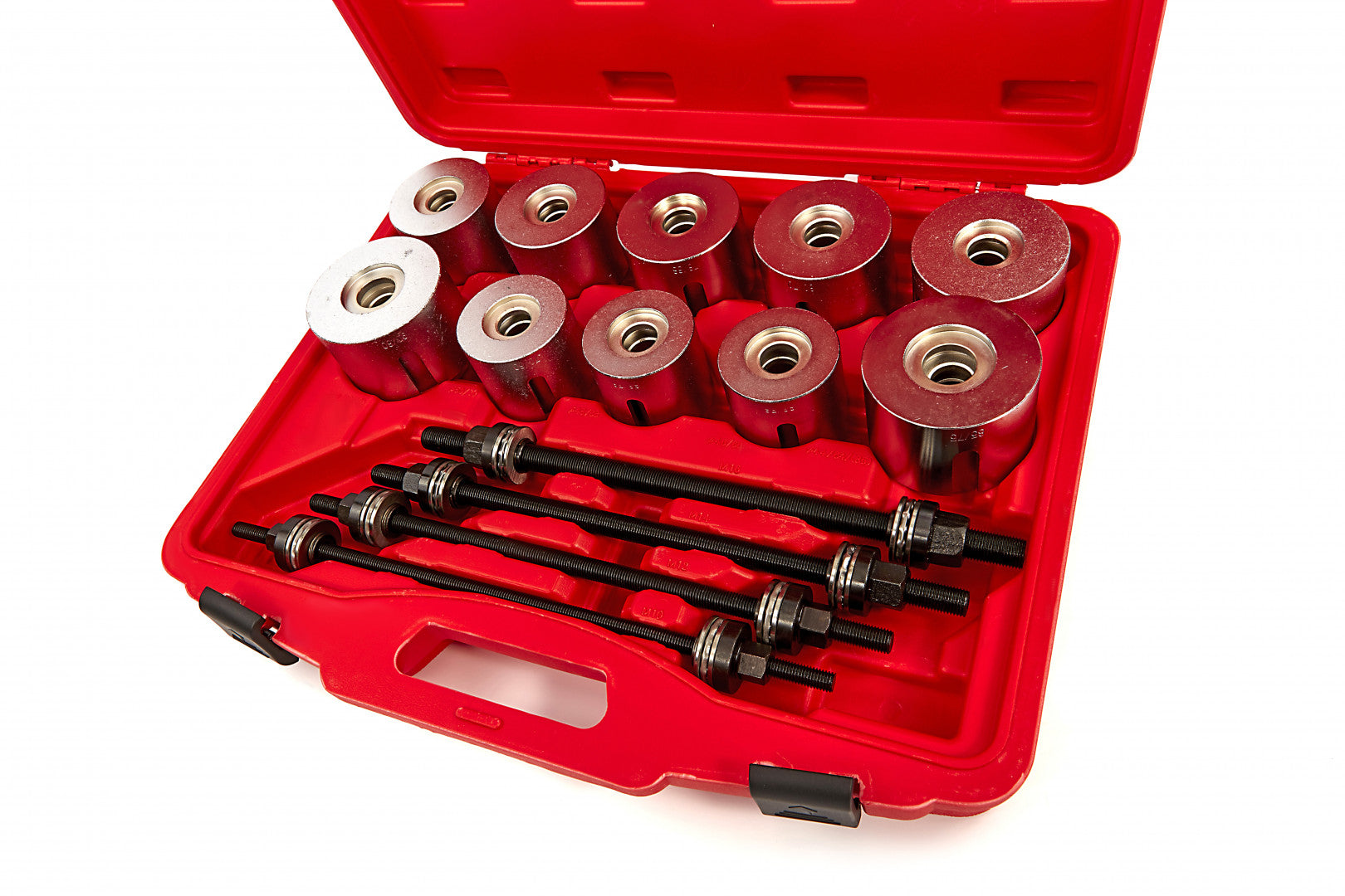 Set estrattore per silent block 34–90 mm e boccole con 22 manicotti di pressatura e 5 mandrini e dadi, kit per rimozione di boccole con cuscinetti di tenuta per auto camion
