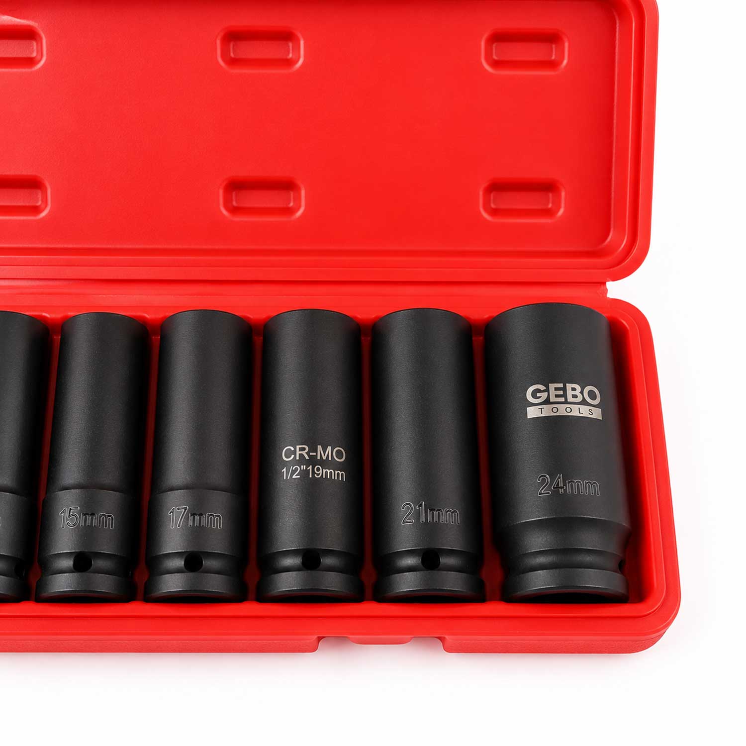 Set-kit bussole a impatto 1/2'', E8-E24 mm,10 pezzi Gebo Tools