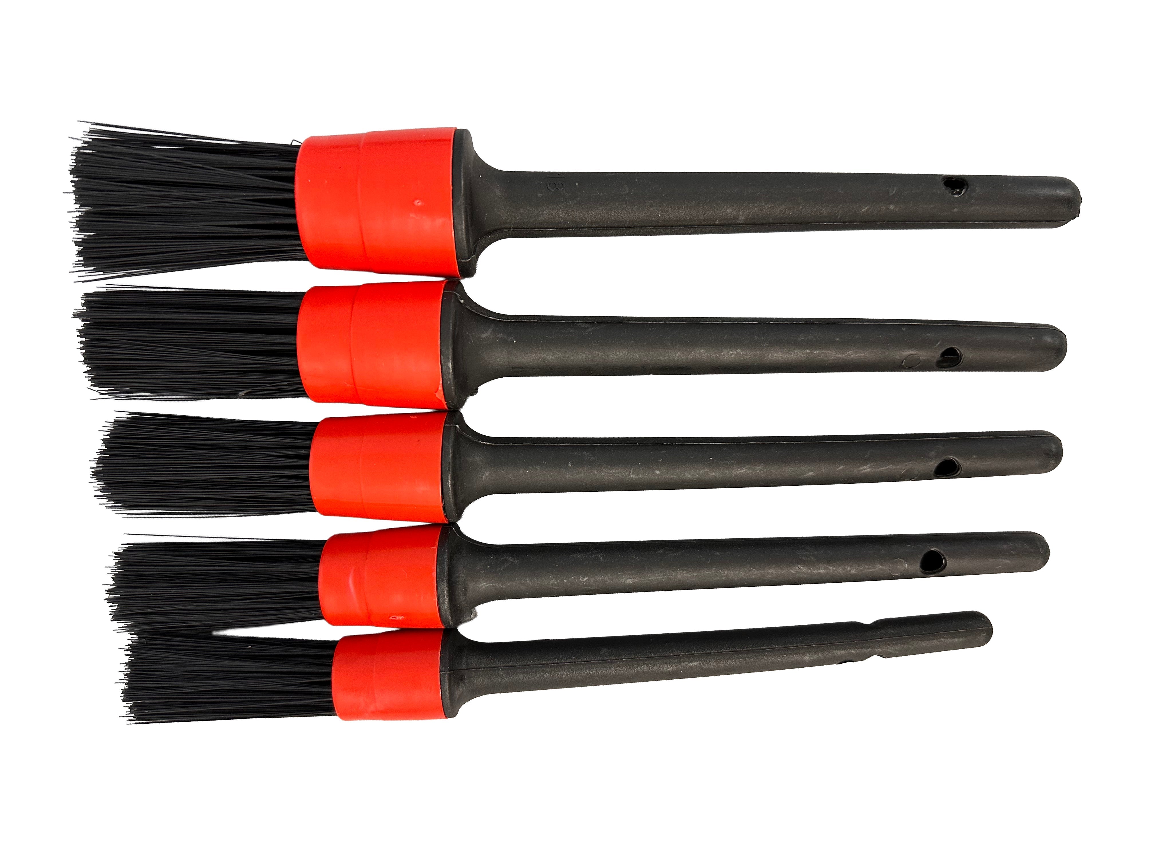 Spazzola di pulizia auto, spazzola per dettagli, detailing brush set, pulizia delicata e facile - uso universale - per cerchi, interni auto, motore, scarico, sedili, 5 pezzi, Gebo Tools