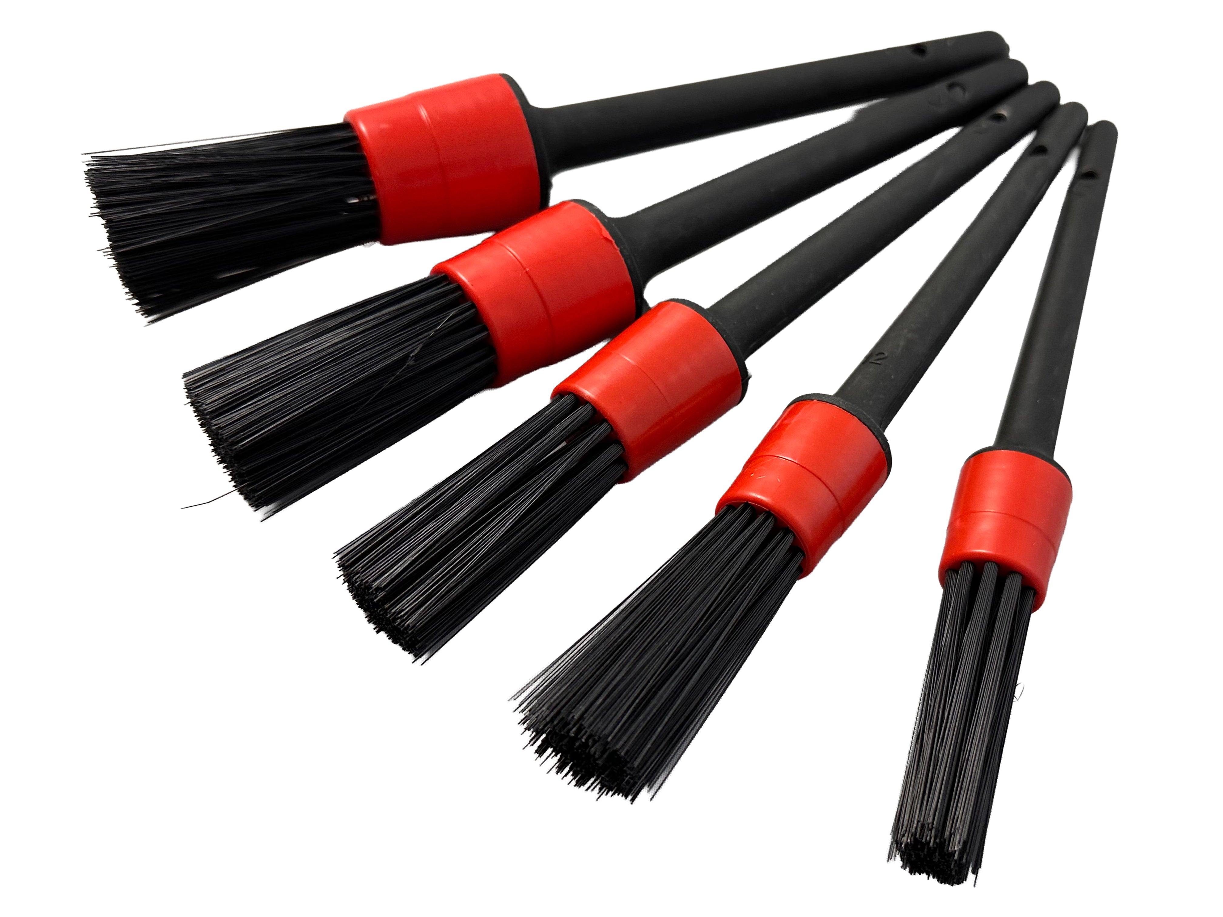 Spazzola di pulizia auto, spazzola per dettagli, detailing brush set, pulizia delicata e facile - uso universale - per cerchi, interni auto, motore, scarico, sedili, 5 pezzi, Gebo Tools