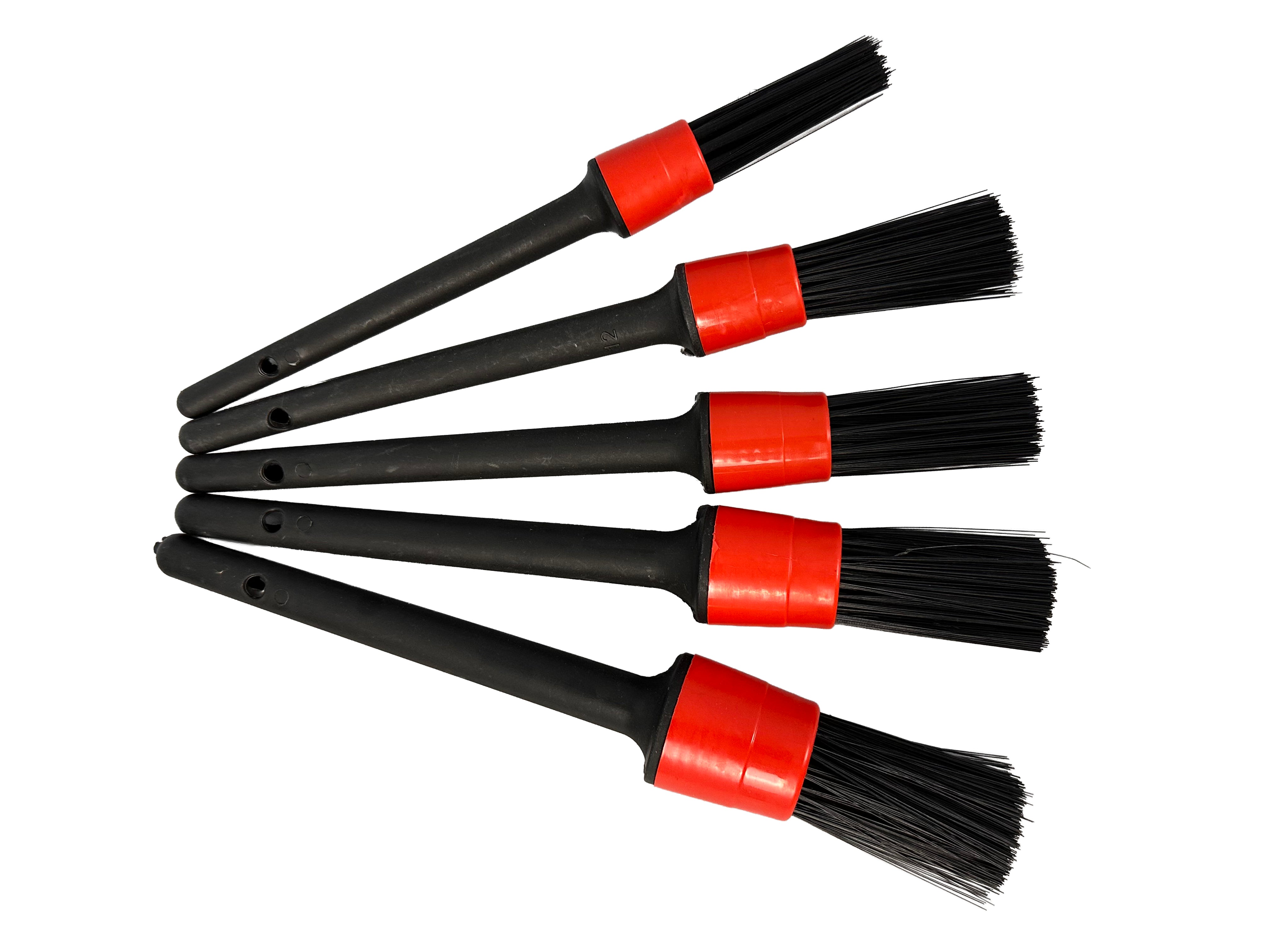 Spazzola di pulizia auto, spazzola per dettagli, detailing brush set, pulizia delicata e facile - uso universale - per cerchi, interni auto, motore, scarico, sedili, 5 pezzi, Gebo Tools