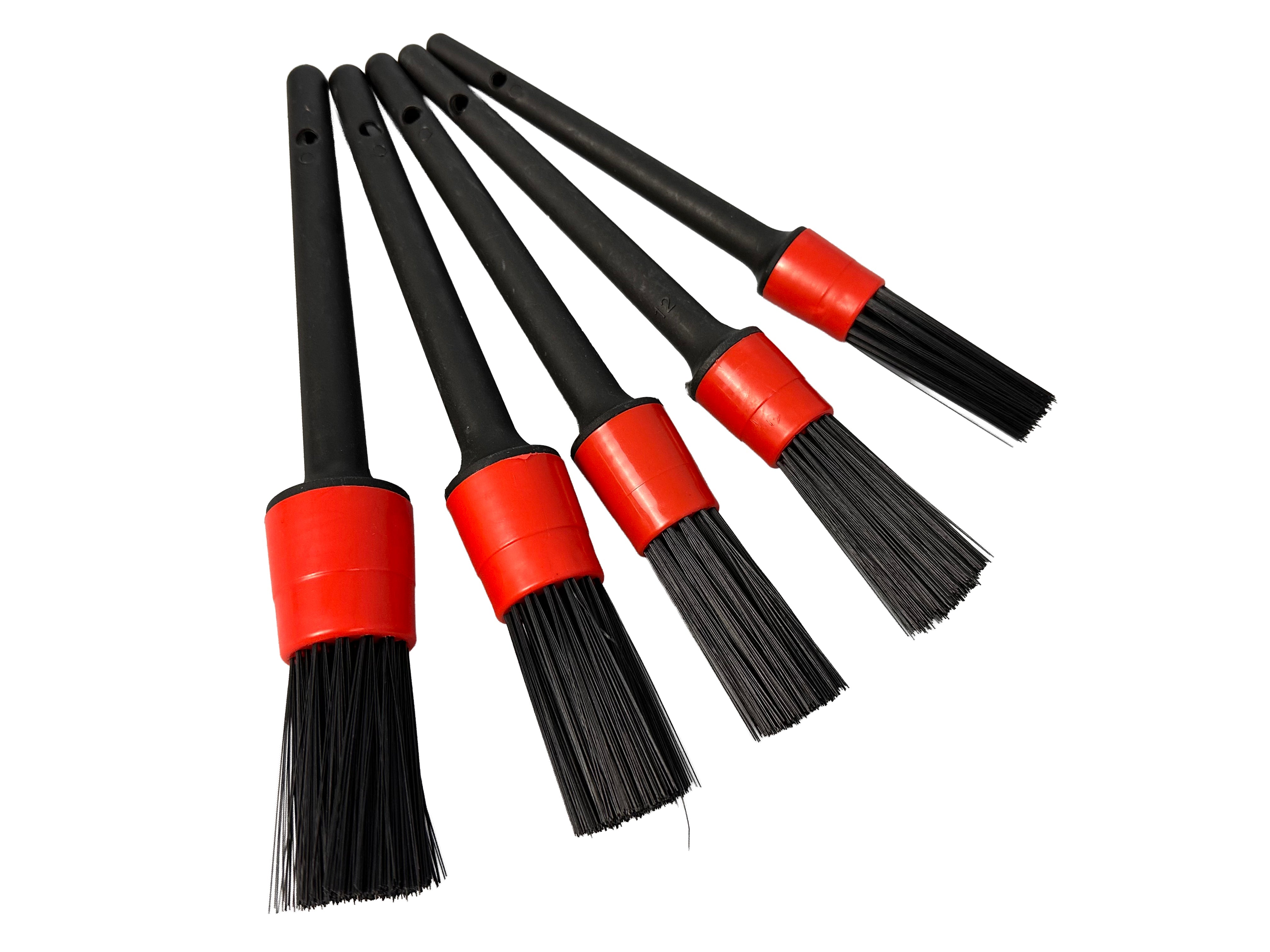 Spazzola di pulizia auto, spazzola per dettagli, detailing brush set, pulizia delicata e facile - uso universale - per cerchi, interni auto, motore, scarico, sedili, 5 pezzi, Gebo Tools