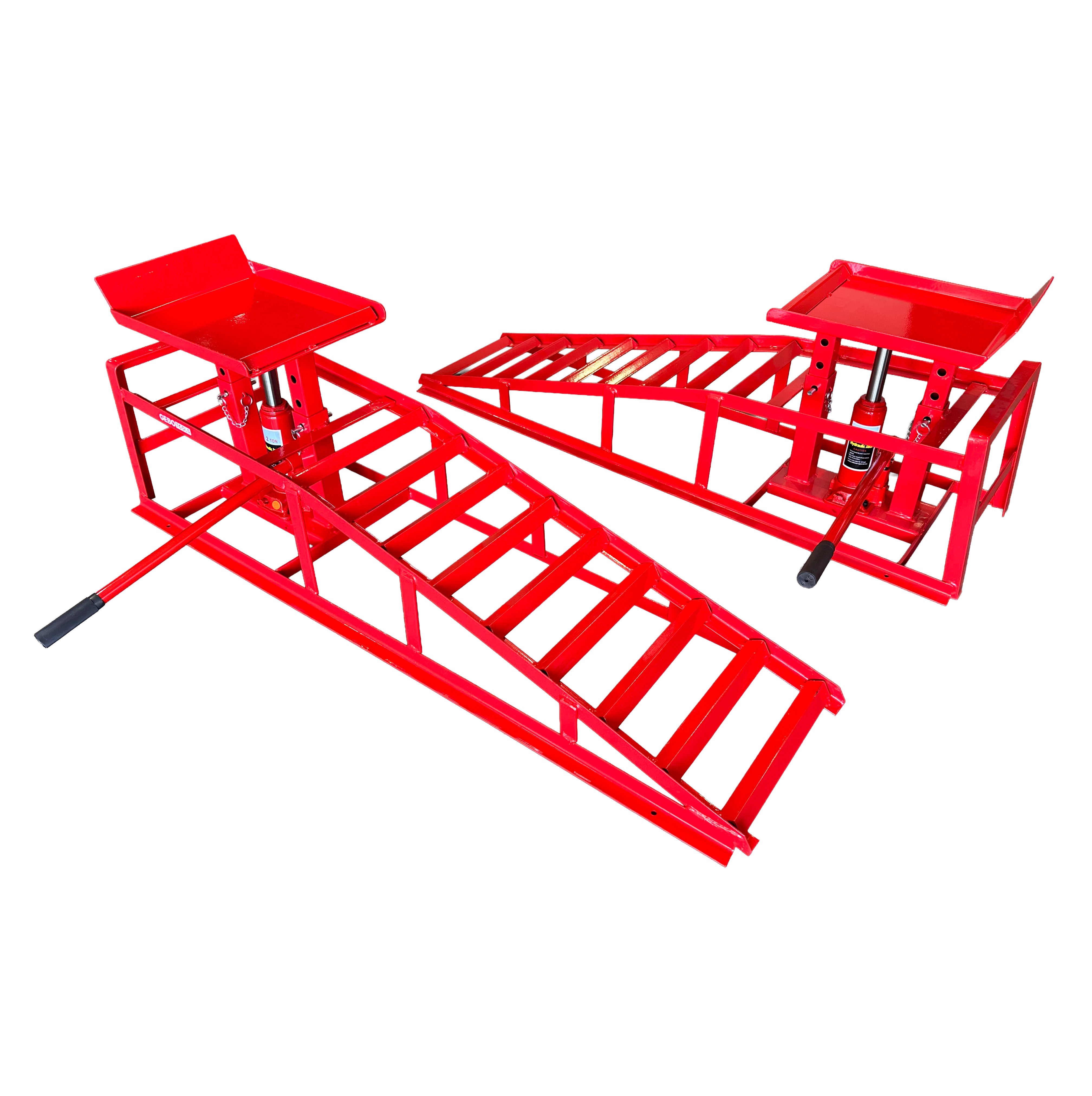 2x rampe di sollevamento con martinetto idraulico max 2000 kg 2 t altezza regolabile rampa di carico, Gebo Tools