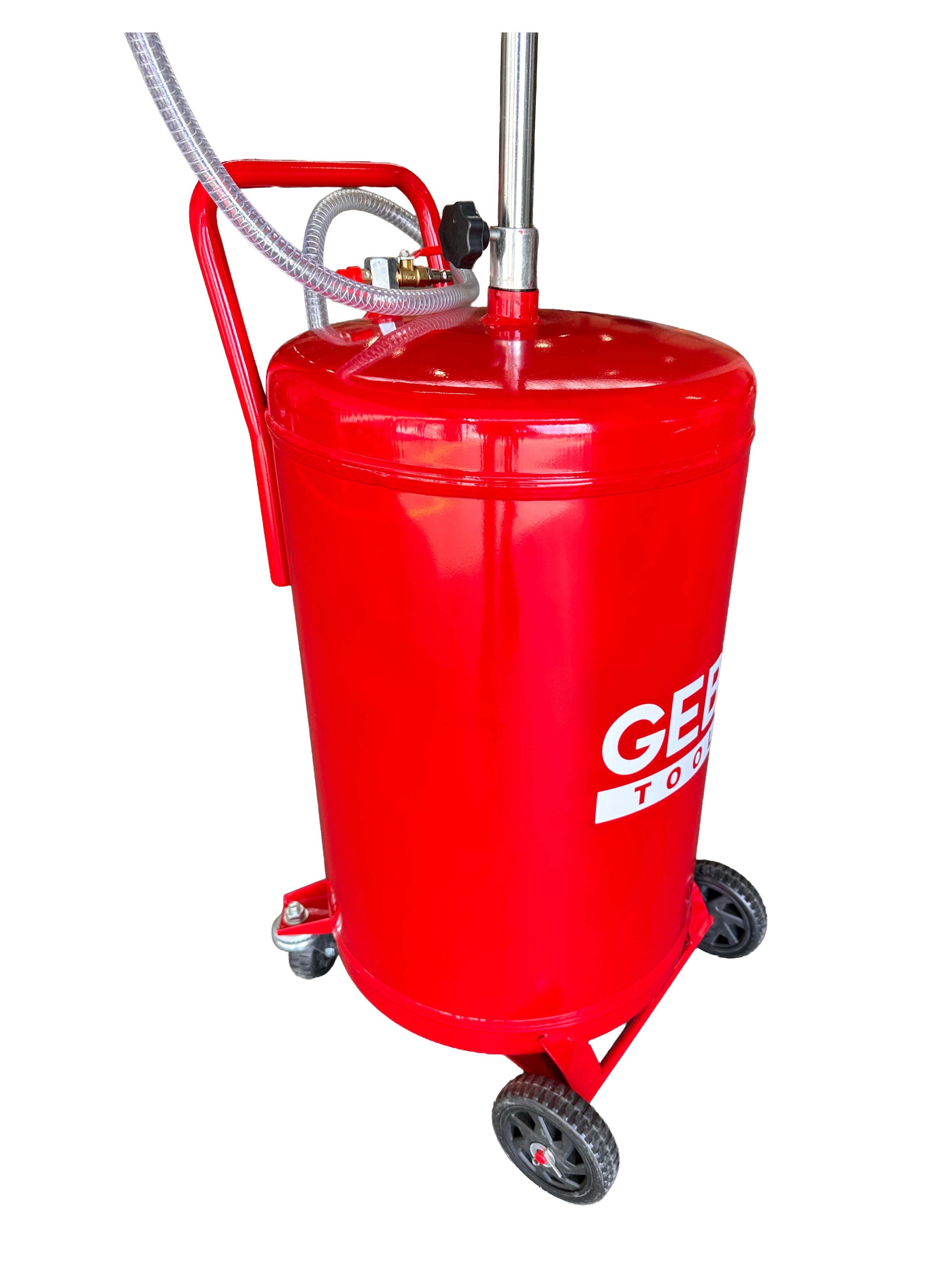 Recuperatore pneumatico di cambio dell'olio da aspirazione e da gravità 70 litri, per olio esausto con vasca di raccolta, asta regolabile, Gebo Tools