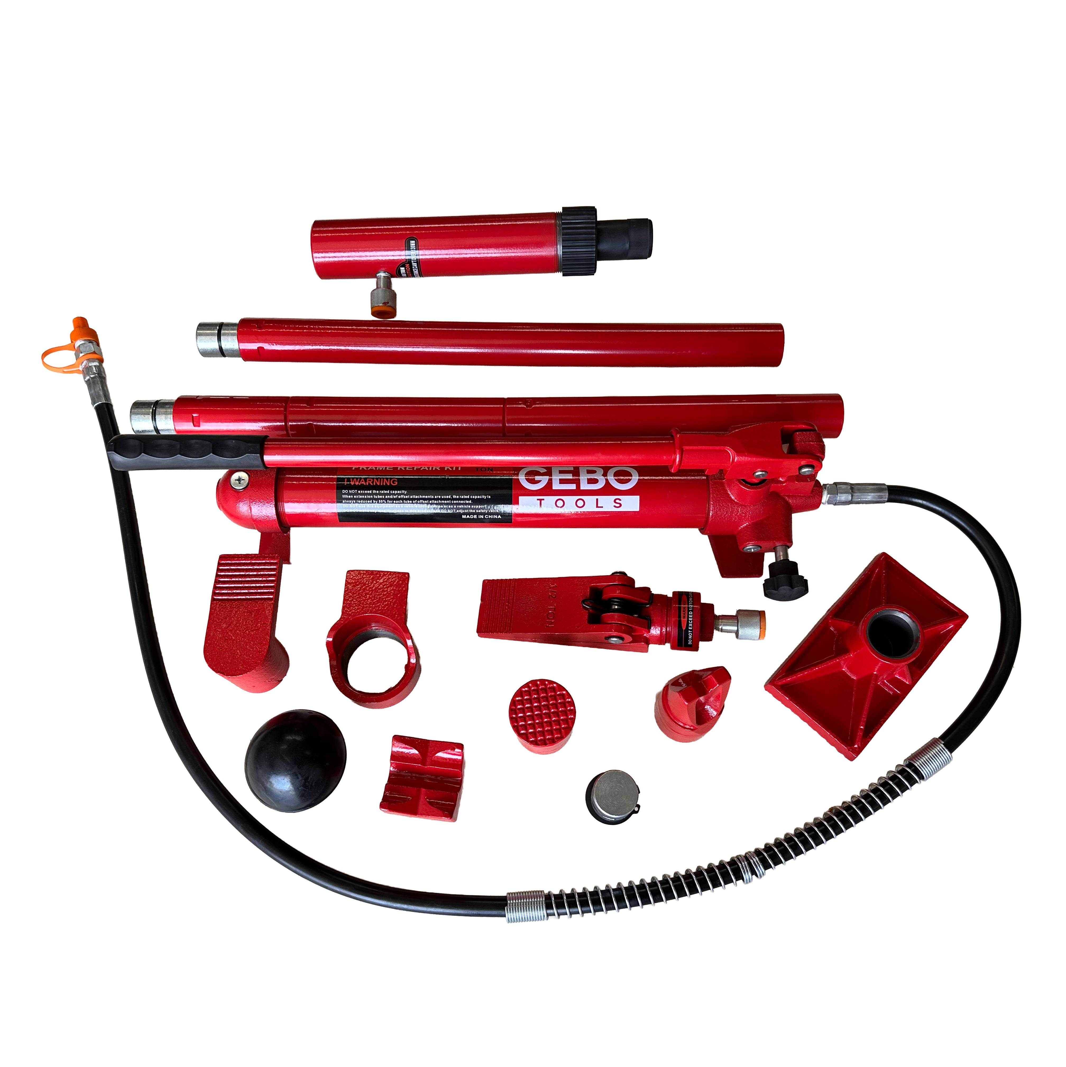 Kit per la raddrizzatura e la rimozione delle ammaccature della carrozzeria, kit per riparazione carrozzeria auto, idraulico, 10 tonnellate, 15 pezzi Gebo Tools