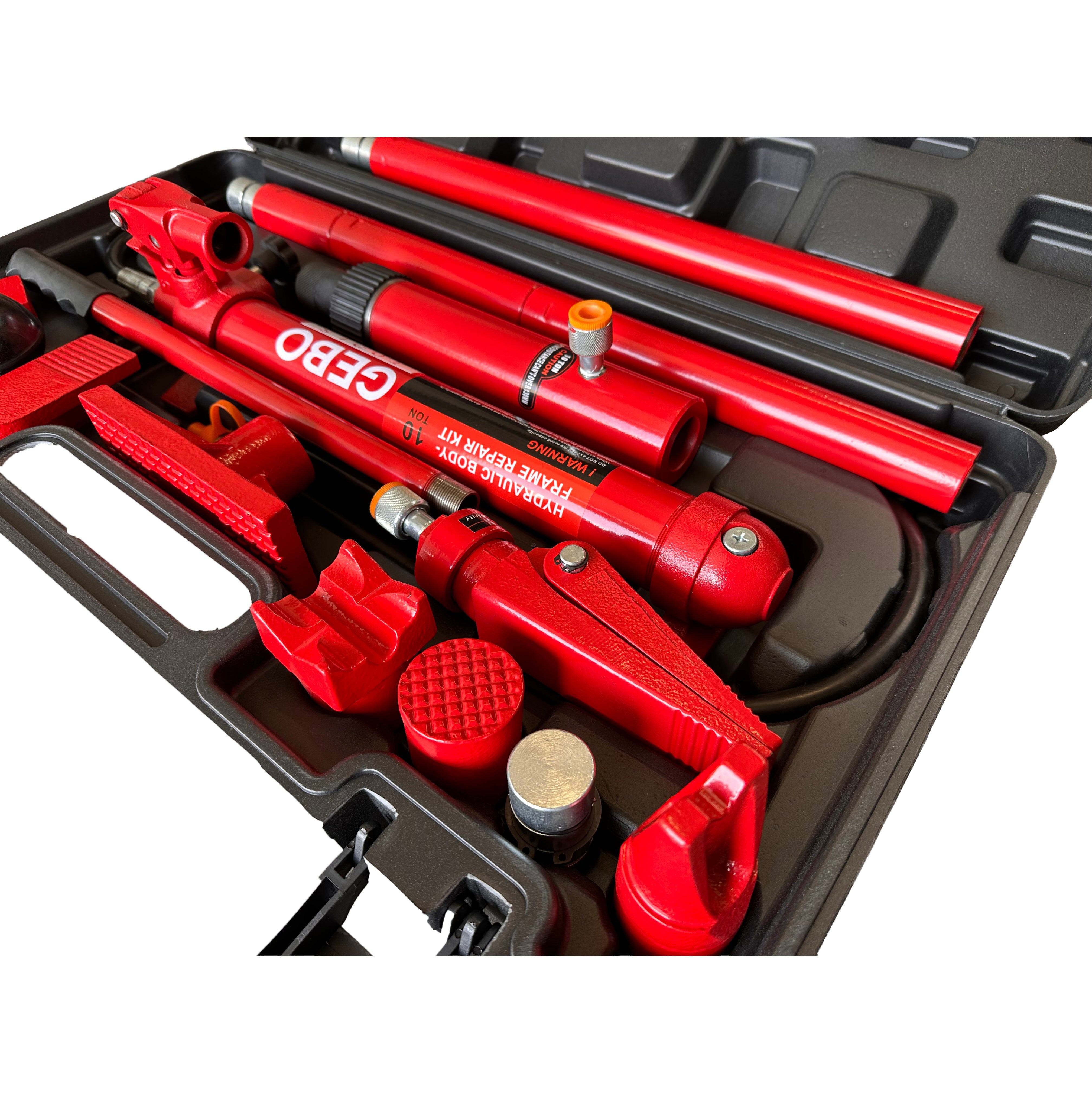 Kit per la raddrizzatura e la rimozione delle ammaccature della carrozzeria, kit per riparazione carrozzeria auto, idraulico, 10 tonnellate, 15 pezzi Gebo Tools