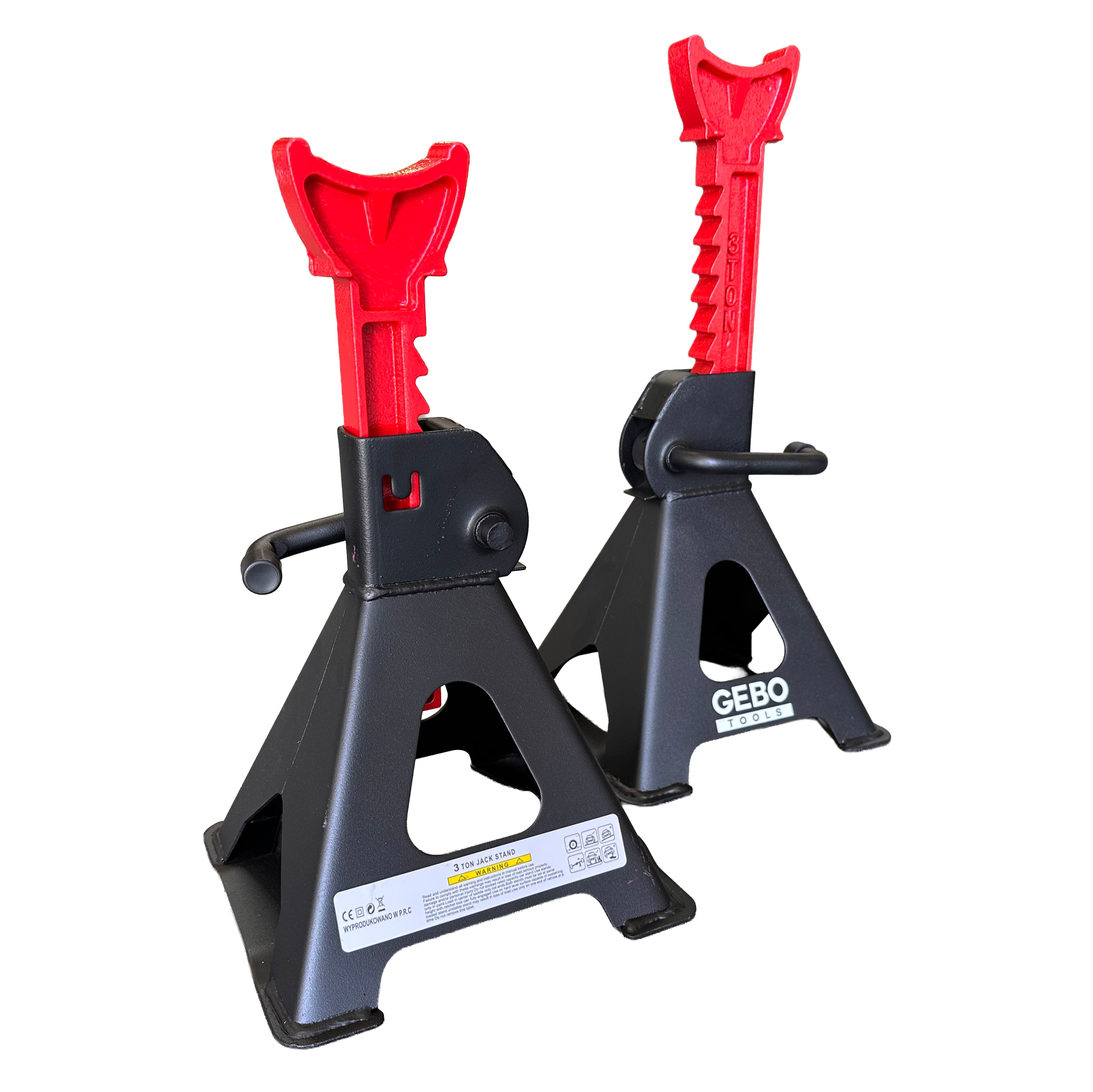 Set di 2 cavalletti auto, cavalletti per carrozzeria, capacità 3 t/coppia, altezza regolabile, coppia di cavalletti per auto, supporti per assale con leva di sicurezza, cavalletti da sostegno officina, fai da te, domestico, garage, moto, Gebo Tools