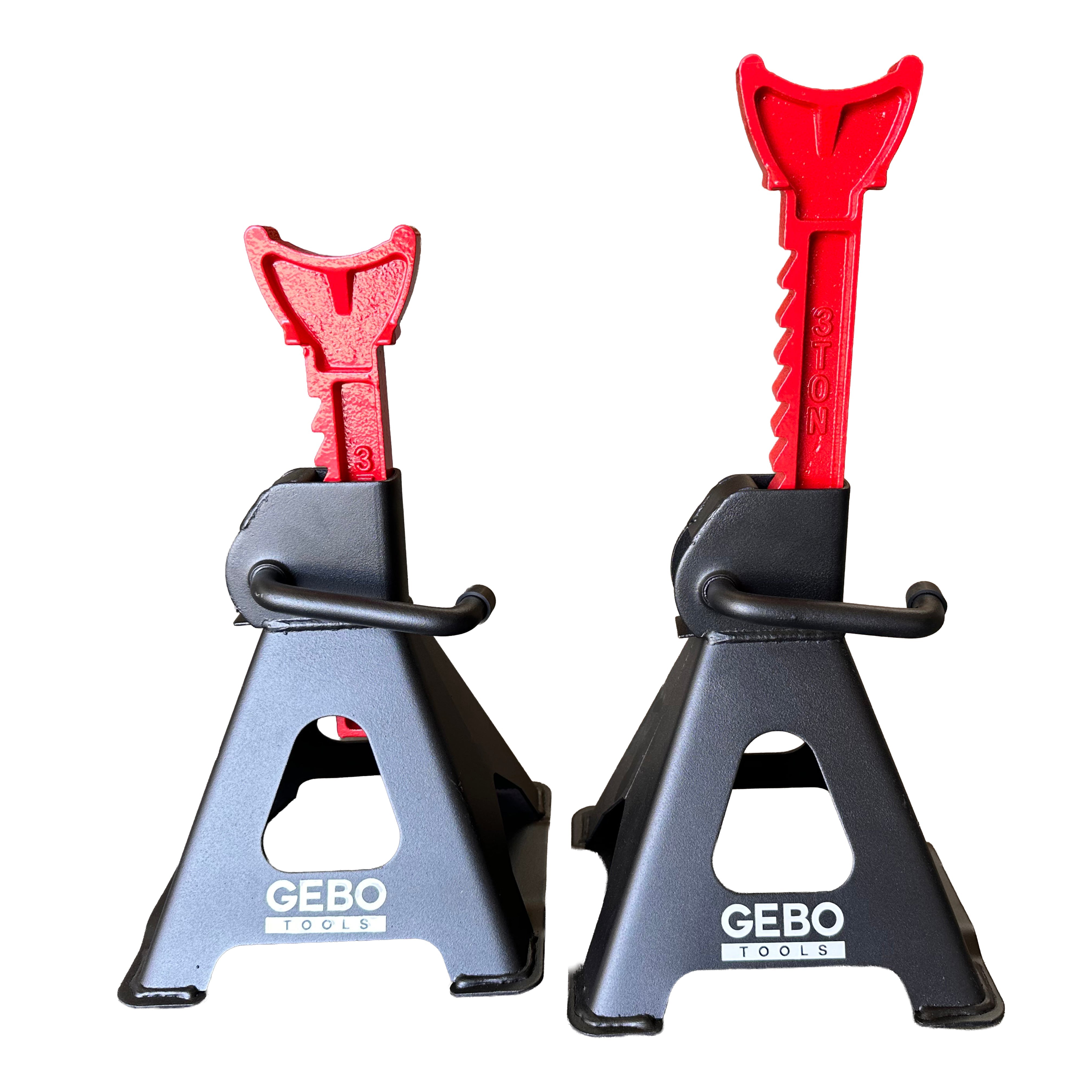 Set di 2 cavalletti auto, cavalletti per carrozzeria, capacità 3 t/coppia, altezza regolabile, coppia di cavalletti per auto, supporti per assale con leva di sicurezza, cavalletti da sostegno officina, fai da te, domestico, garage, moto, Gebo Tools
