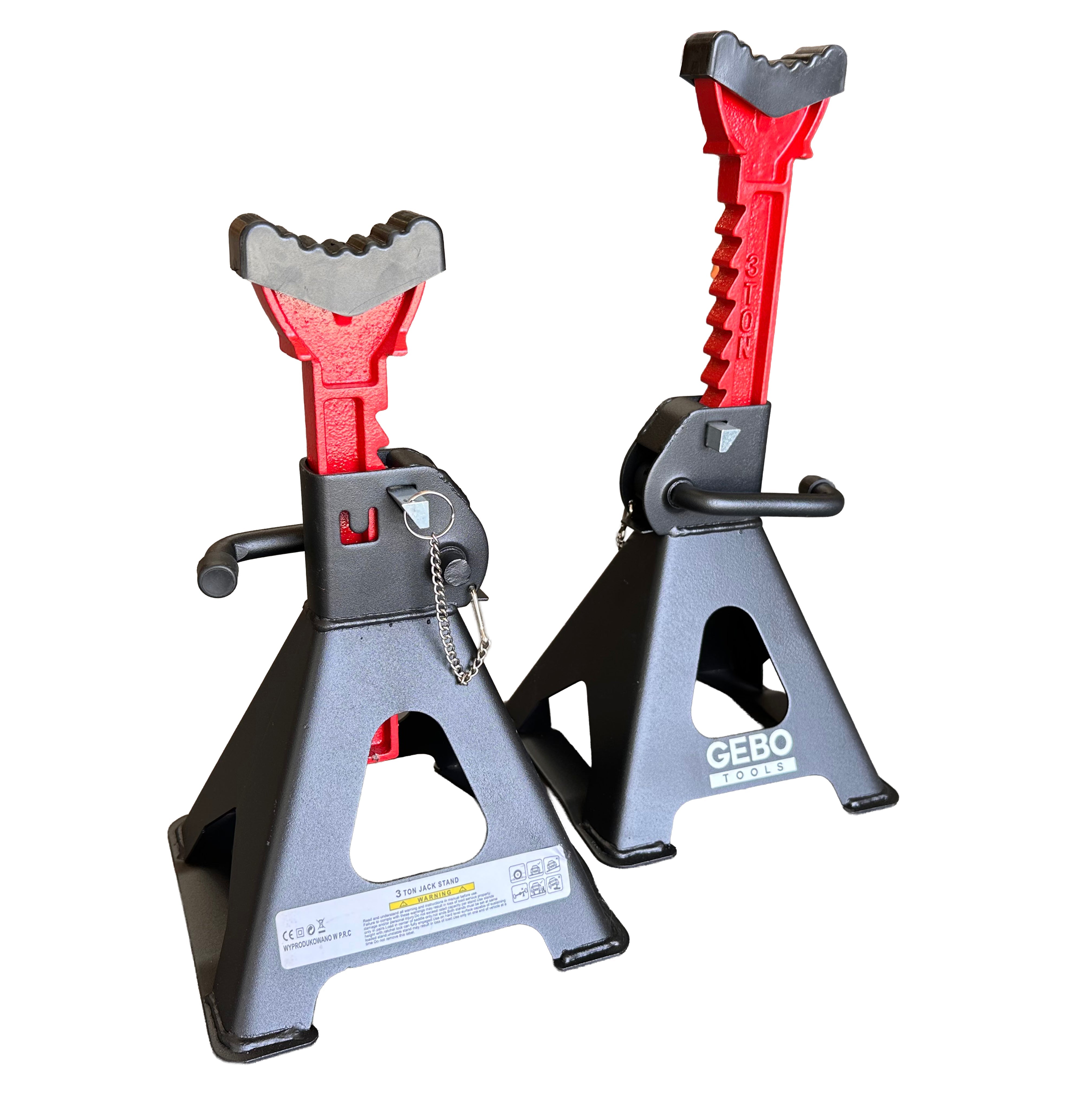 Set di 2 cavalletti auto, cavalletti per carrozzeria, capacità 3 t, altezza regolabile, coppia di cavalletti per auto, supporti per assale con leva di sicurezza, cavalletti da sostegno officina, fai da te, domestico, garage, moto, 29.5-43 cm Gebo Tools