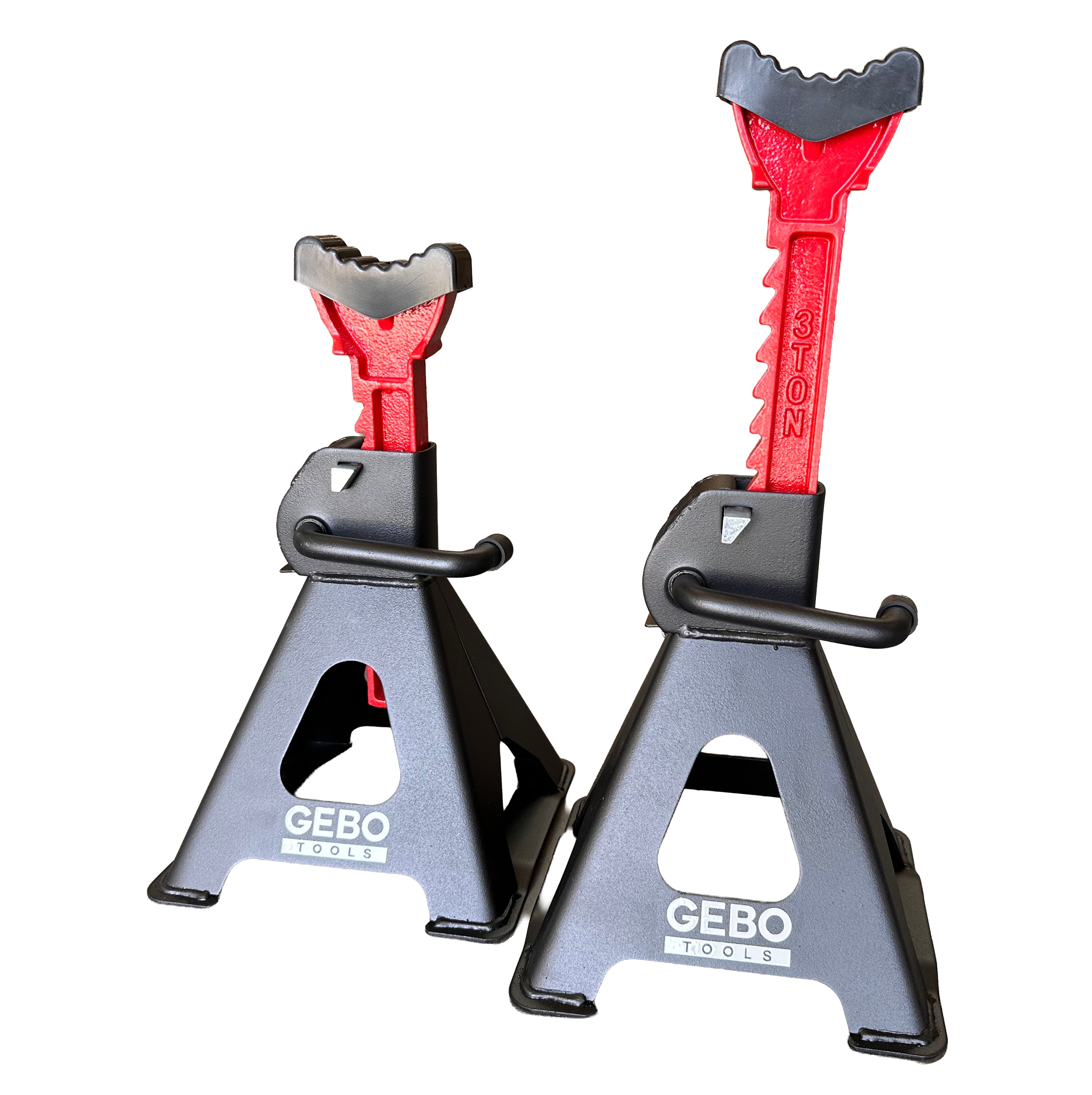 Set di 2 cavalletti auto, cavalletti per carrozzeria, capacità 3 t, altezza regolabile, coppia di cavalletti per auto, supporti per assale con leva di sicurezza, cavalletti da sostegno officina, fai da te, domestico, garage, moto, 29.5-43 cm Gebo Tools