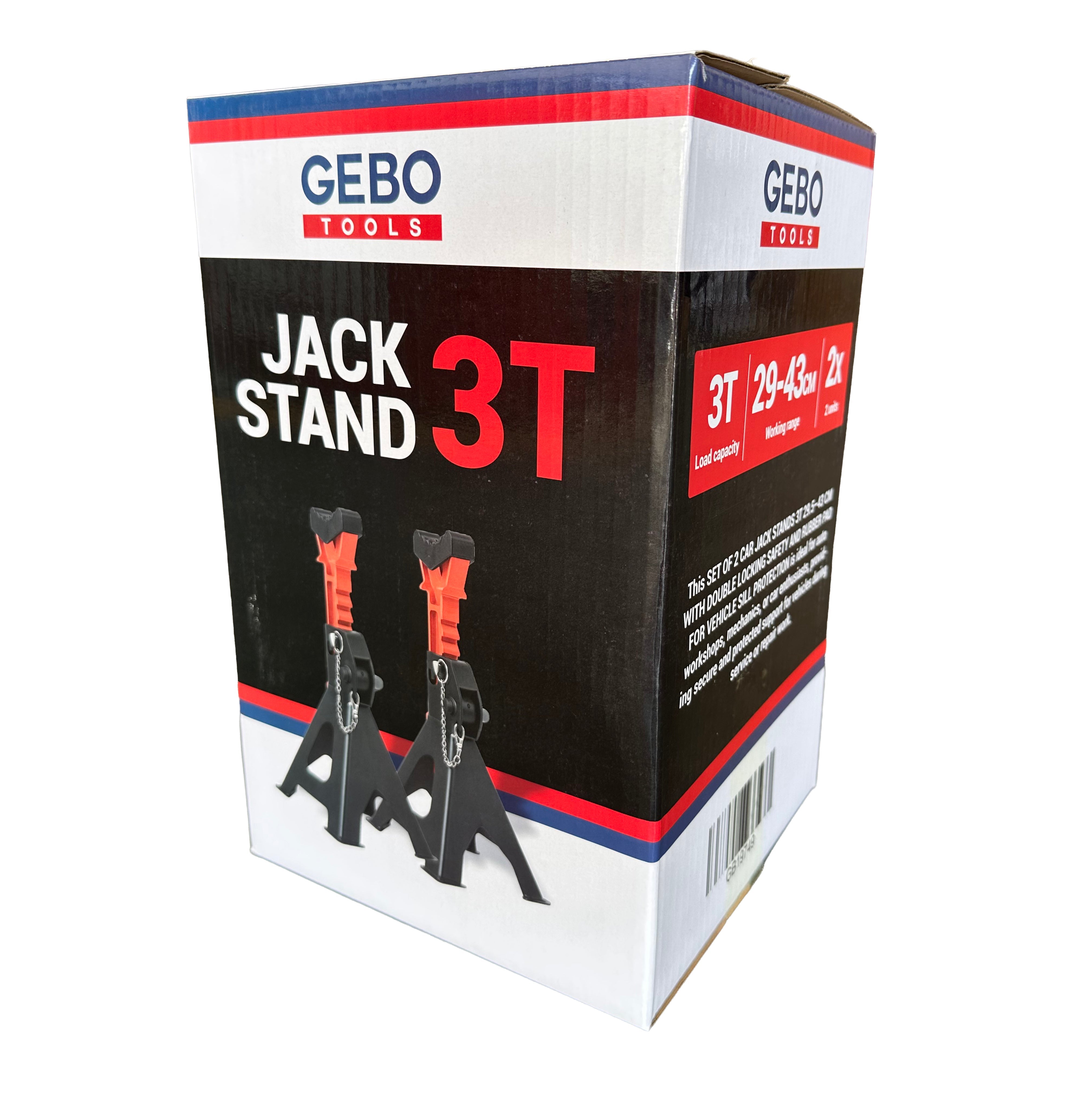 Set di 2 cavalletti auto, cavalletti per carrozzeria, capacità 3 t, altezza regolabile, coppia di cavalletti per auto, supporti per assale con leva di sicurezza, cavalletti da sostegno officina, fai da te, domestico, garage, moto, 29.5-43 cm Gebo Tools