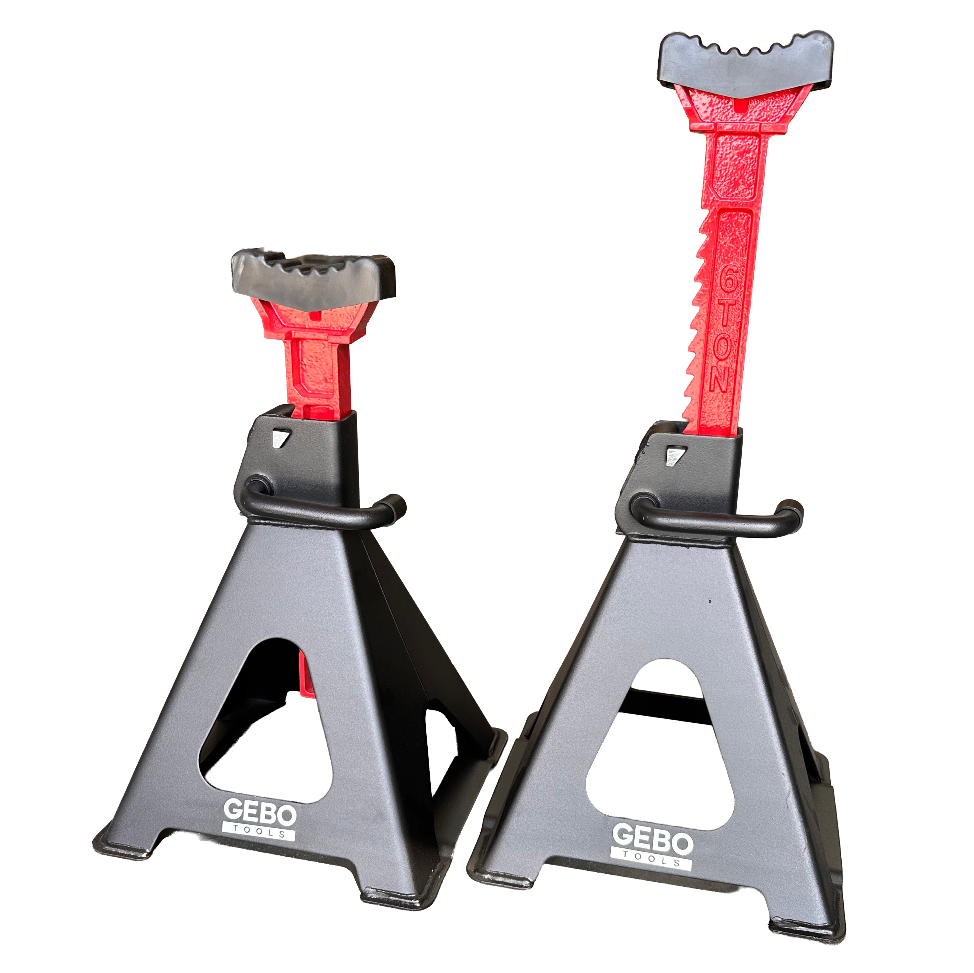 Set di 2 cavalletti auto, cavalletti per carrozzeria, capacità 6 t, altezza regolabile, coppia di cavalletti per auto, supporti per assale con leva di sicurezza, cavalletti da sostegno officina, fai da te, domestico, garage, moto, 39-60 cm Gebo Tools