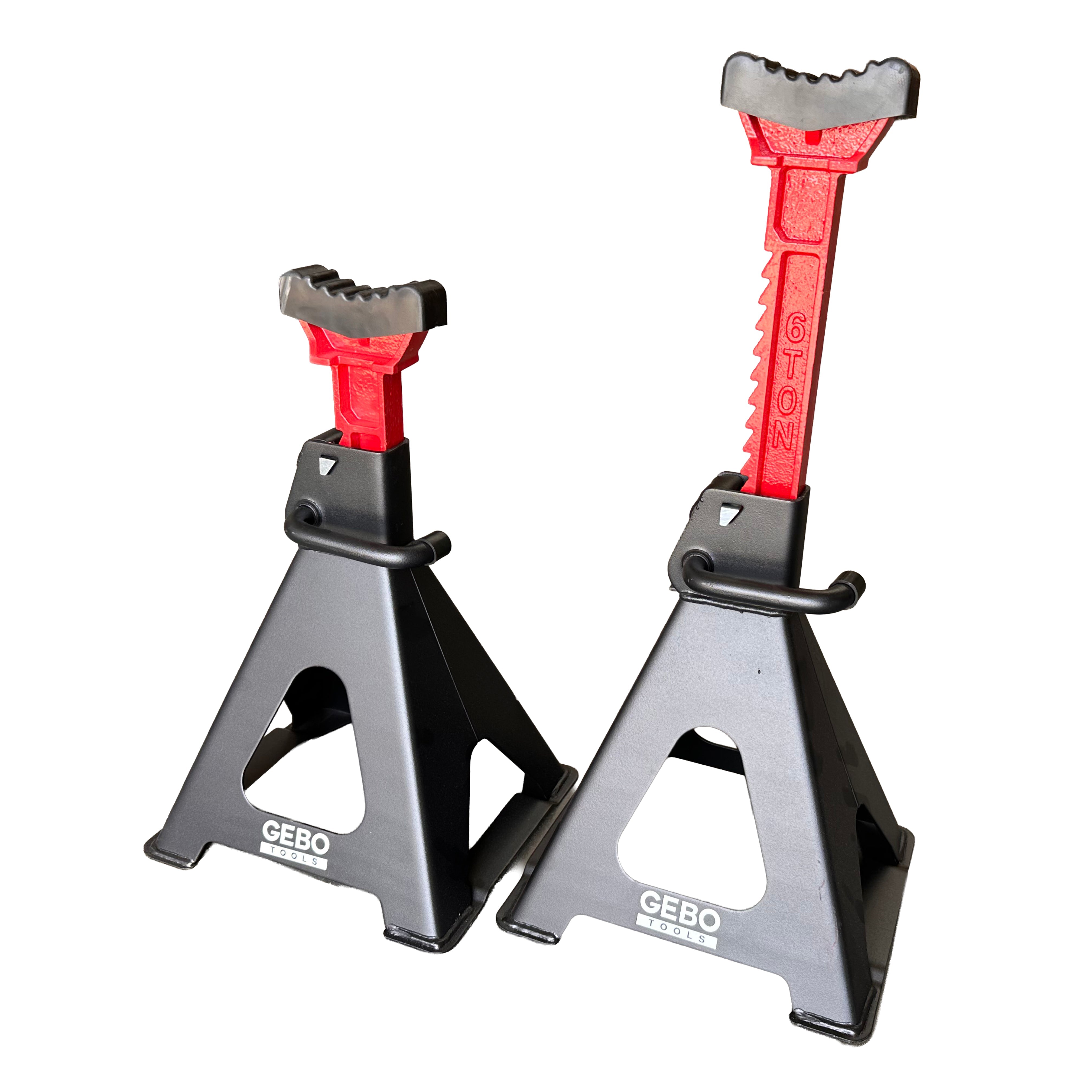 Set di 2 cavalletti auto, cavalletti per carrozzeria, capacità 6 t, altezza regolabile, coppia di cavalletti per auto, supporti per assale con leva di sicurezza, cavalletti da sostegno officina, fai da te, domestico, garage, moto, 39-60 cm Gebo Tools